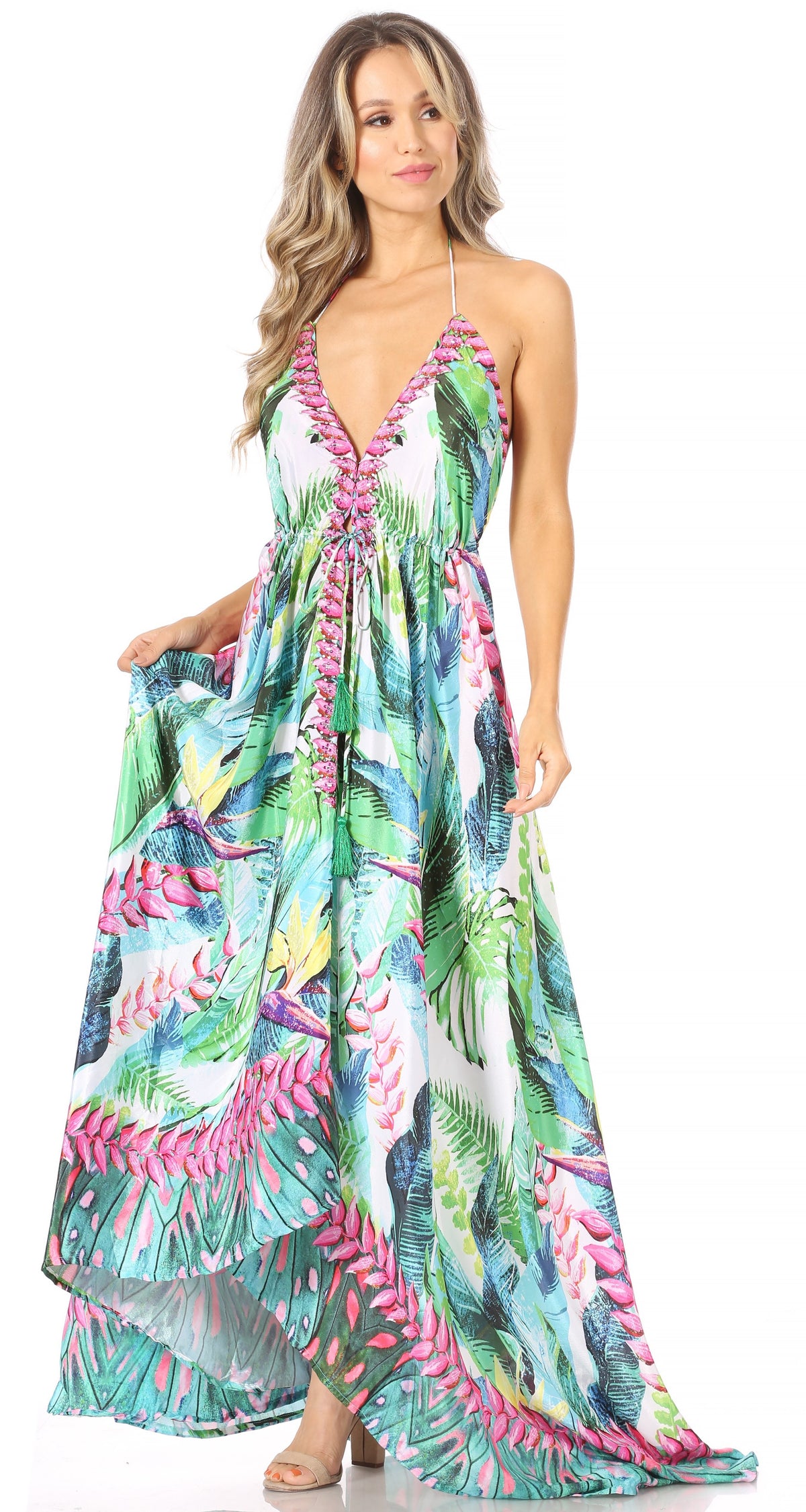 Maxi High-Low Halter Beach Dress