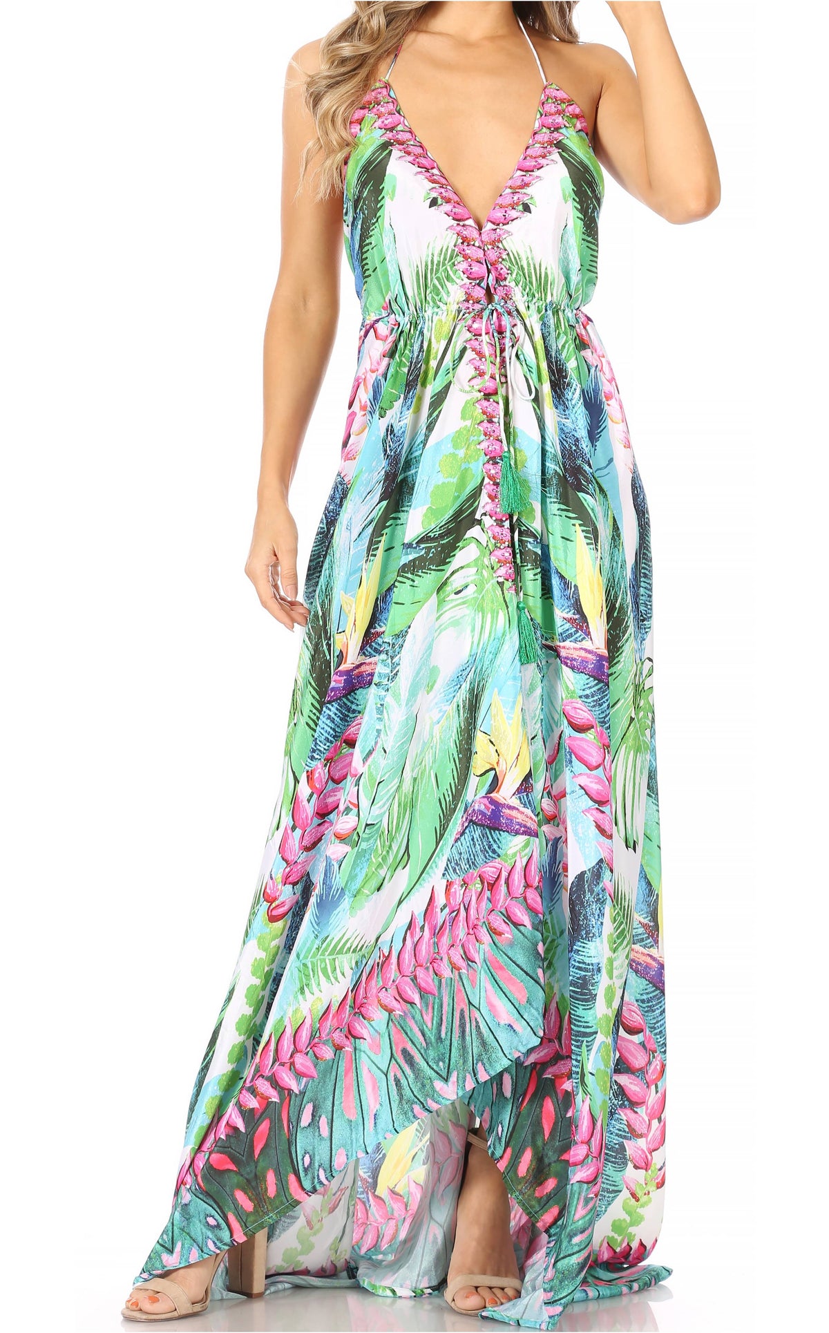 Maxi High-Low Halter Beach Dress