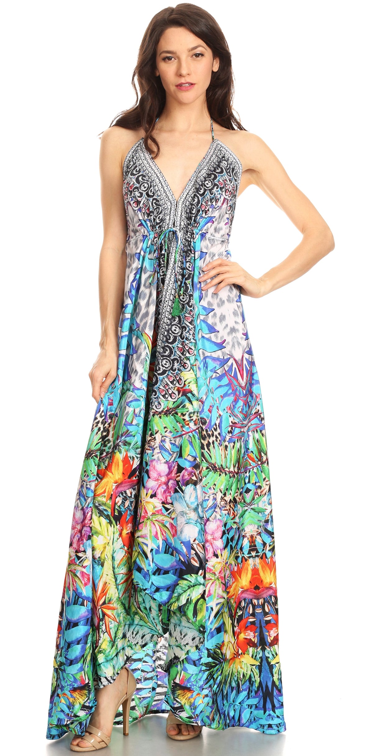 Maxi High-Low Halter Beach Dress