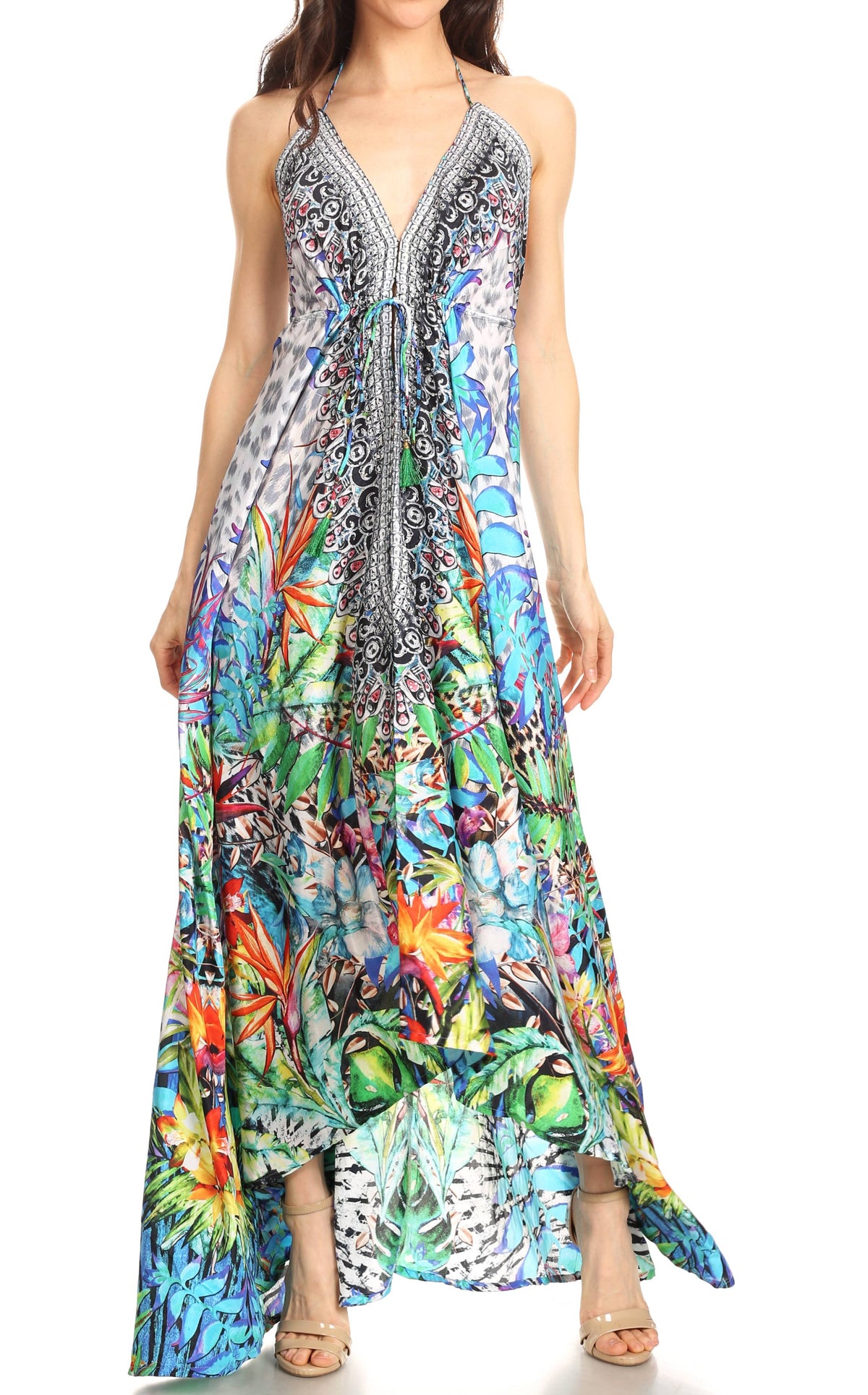 Maxi High-Low Halter Beach Dress