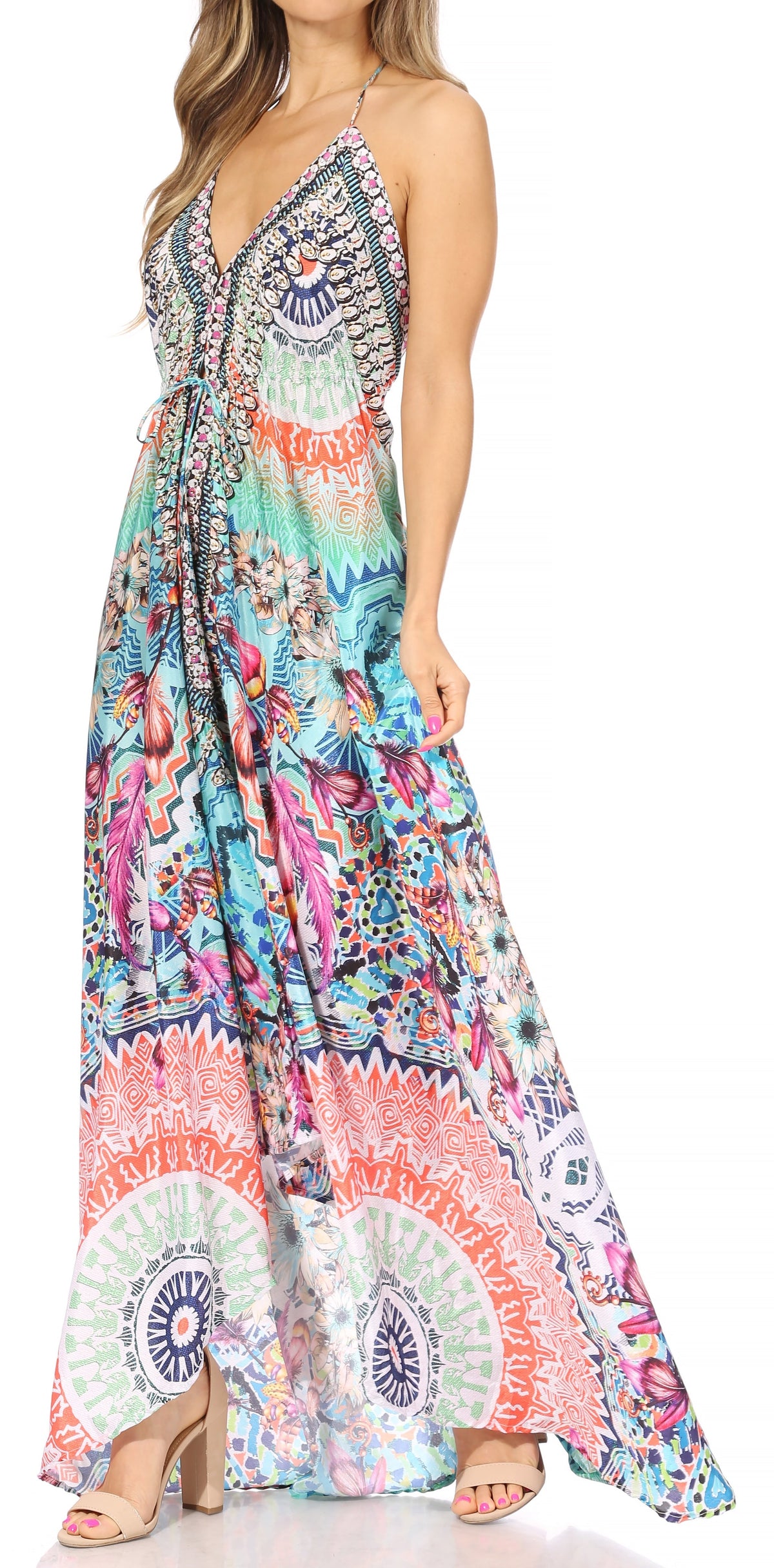 Maxi High-Low Halter Beach Dress