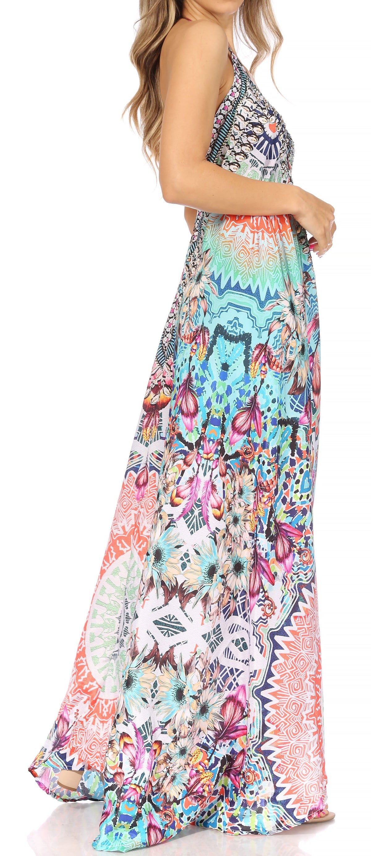Maxi High-Low Halter Beach Dress