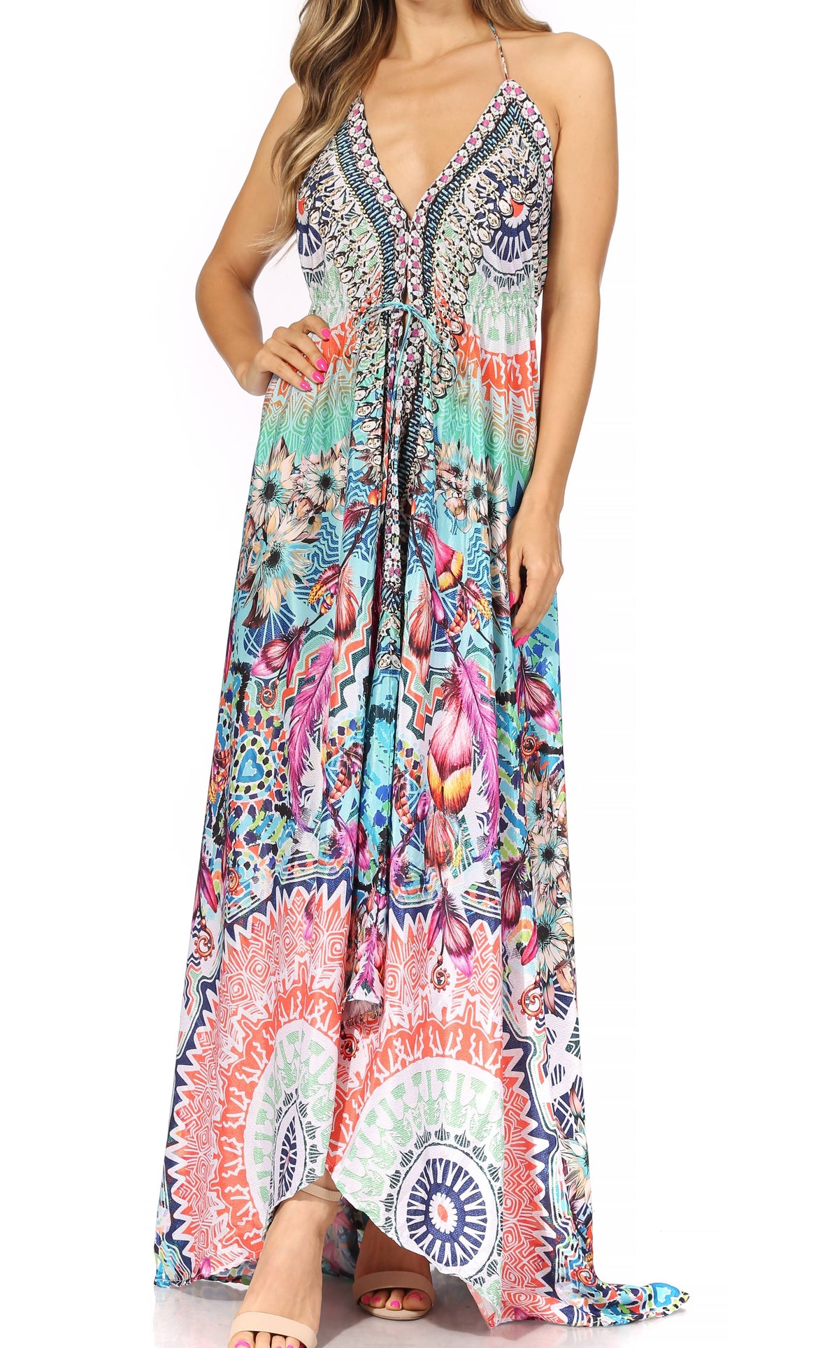 Maxi High-Low Halter Beach Dress