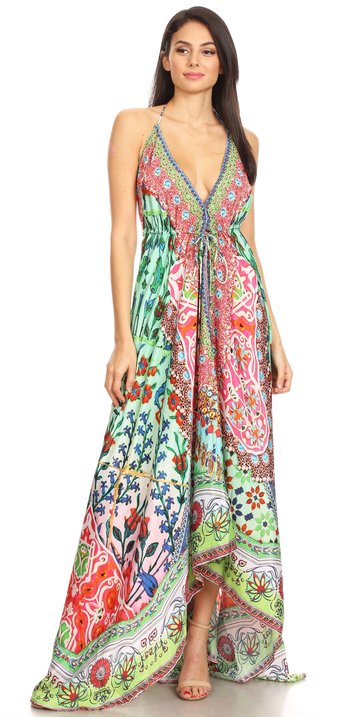 Maxi High-Low Halter Beach Dress