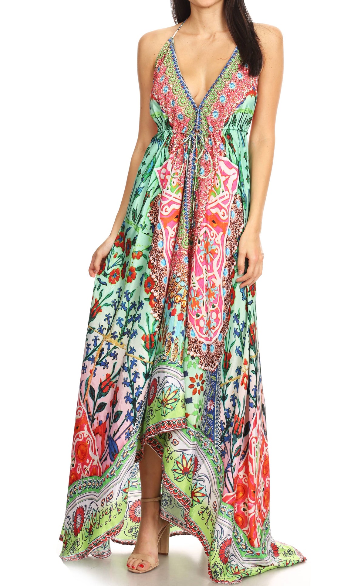 Maxi High-Low Halter Beach Dress