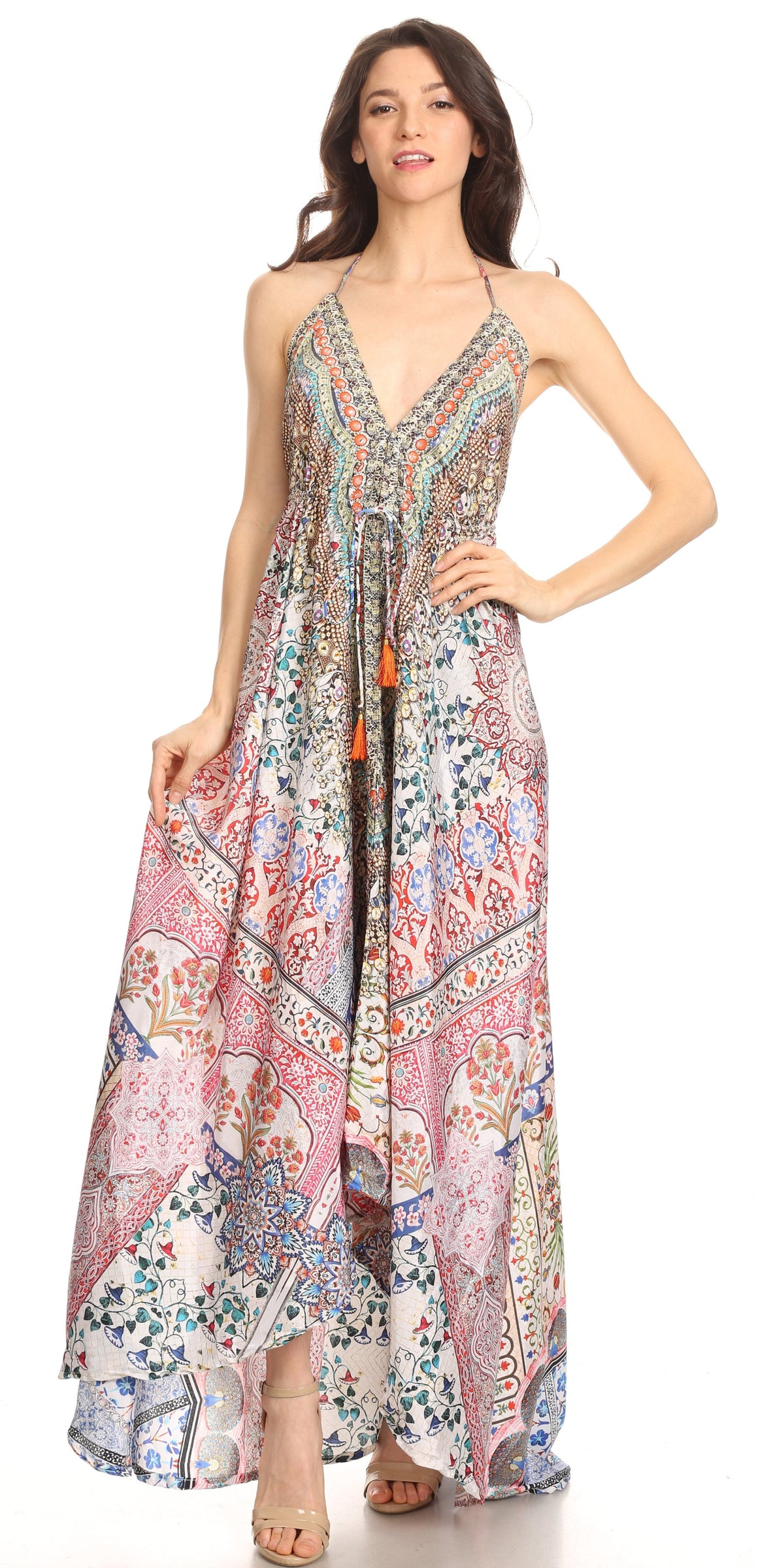 Maxi High-Low Halter Beach Dress
