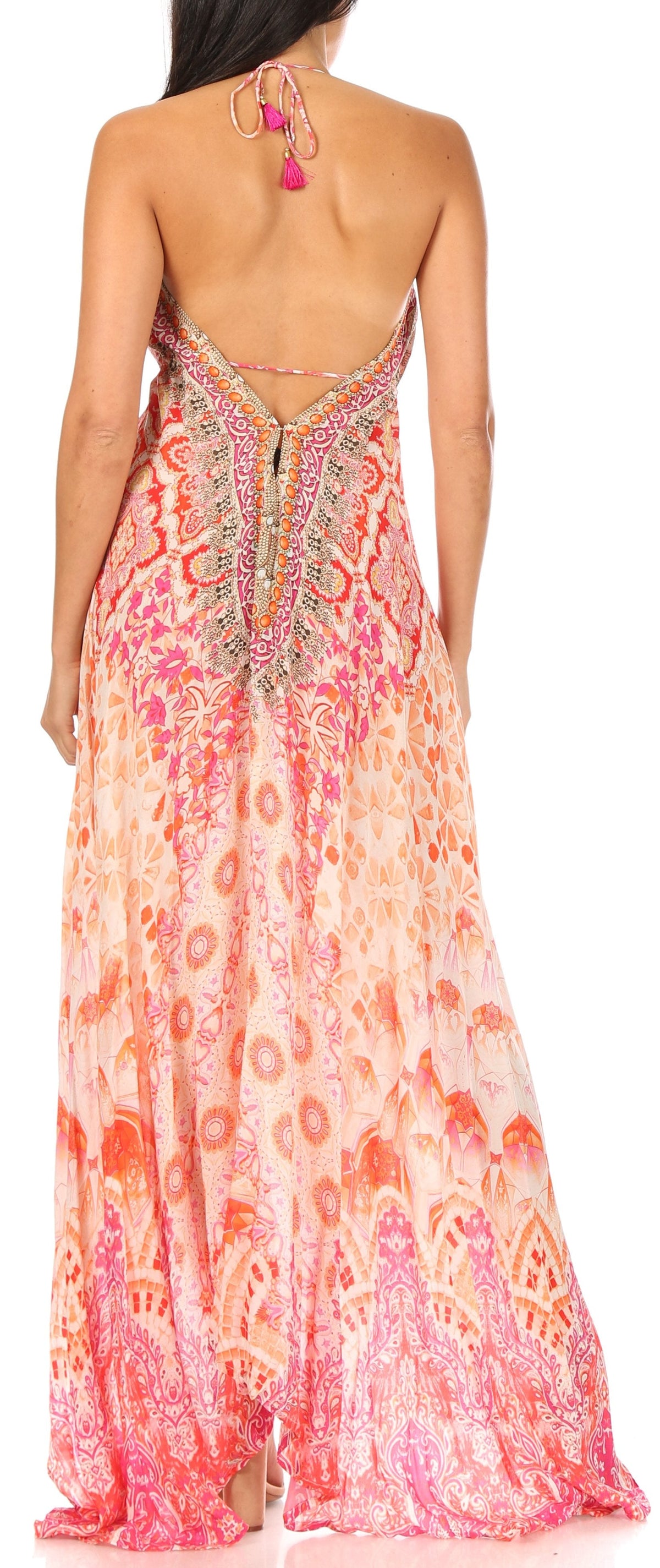 Maxi High-Low Halter Beach Dress