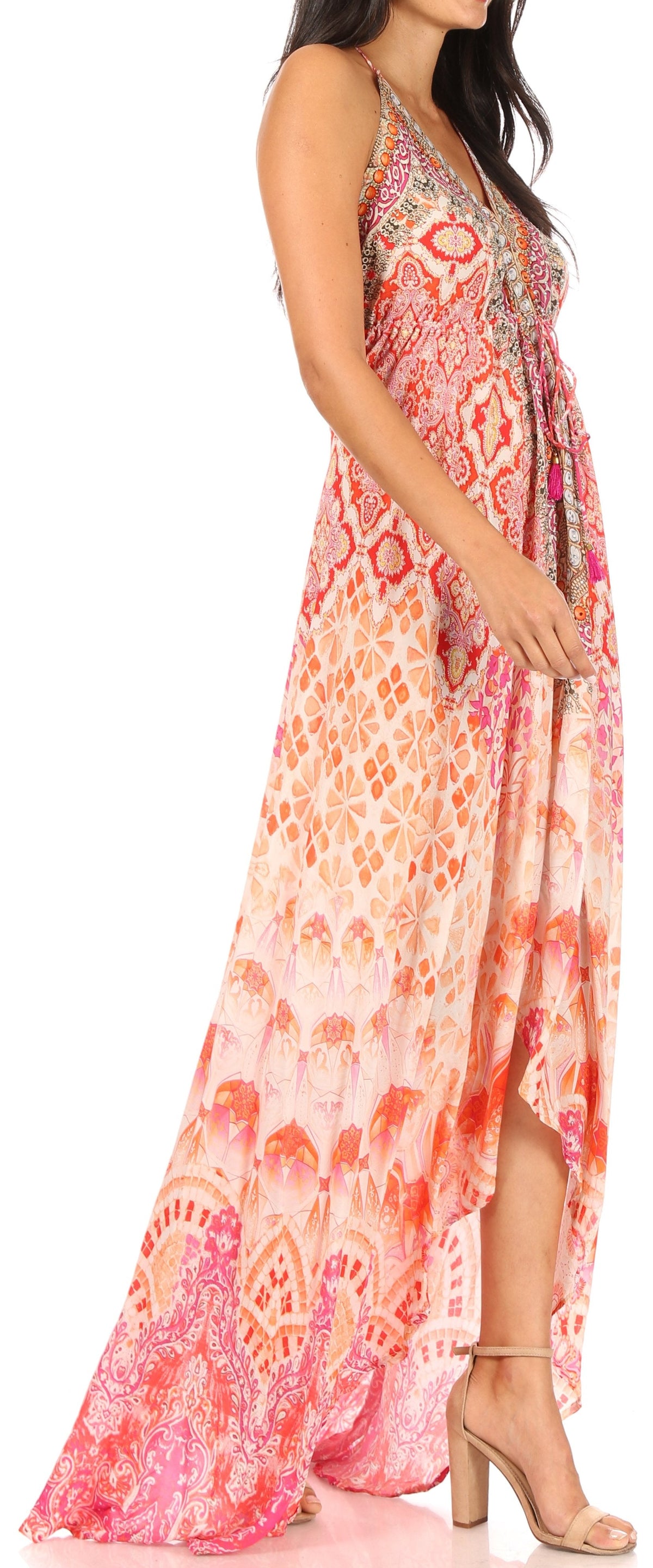 Maxi High-Low Halter Beach Dress