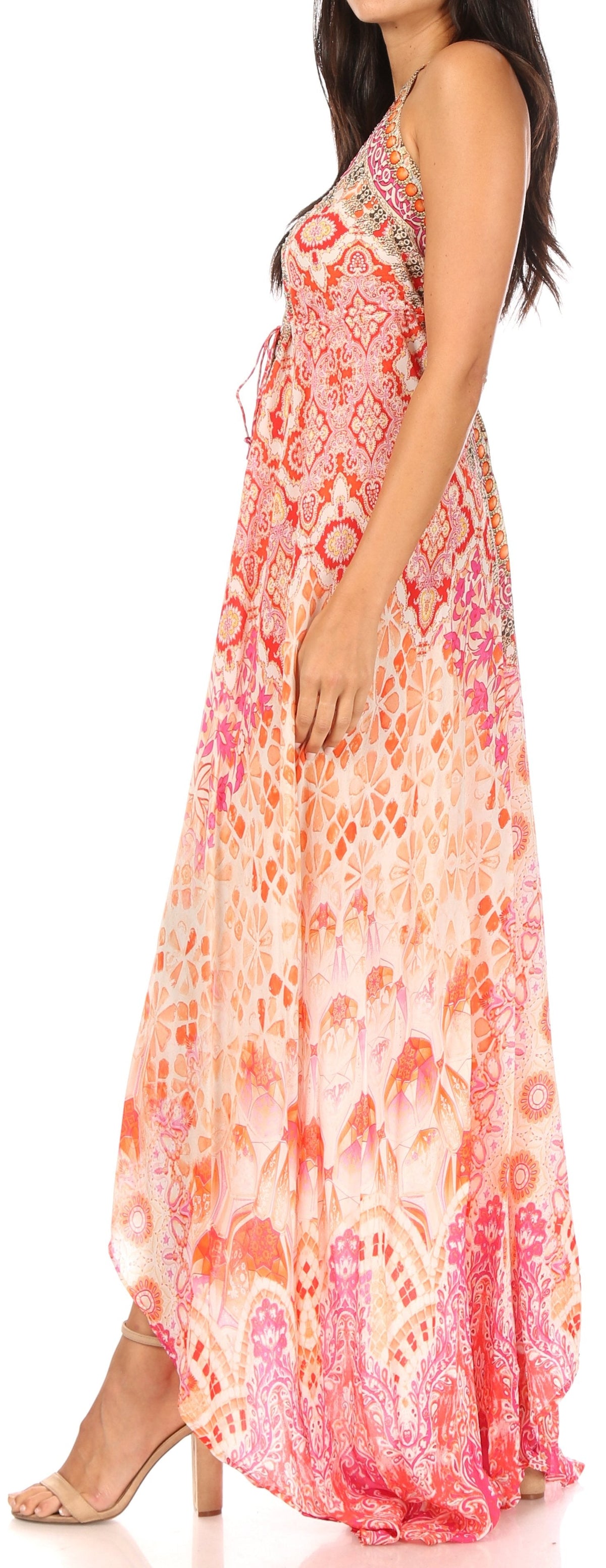 Maxi High-Low Halter Beach Dress