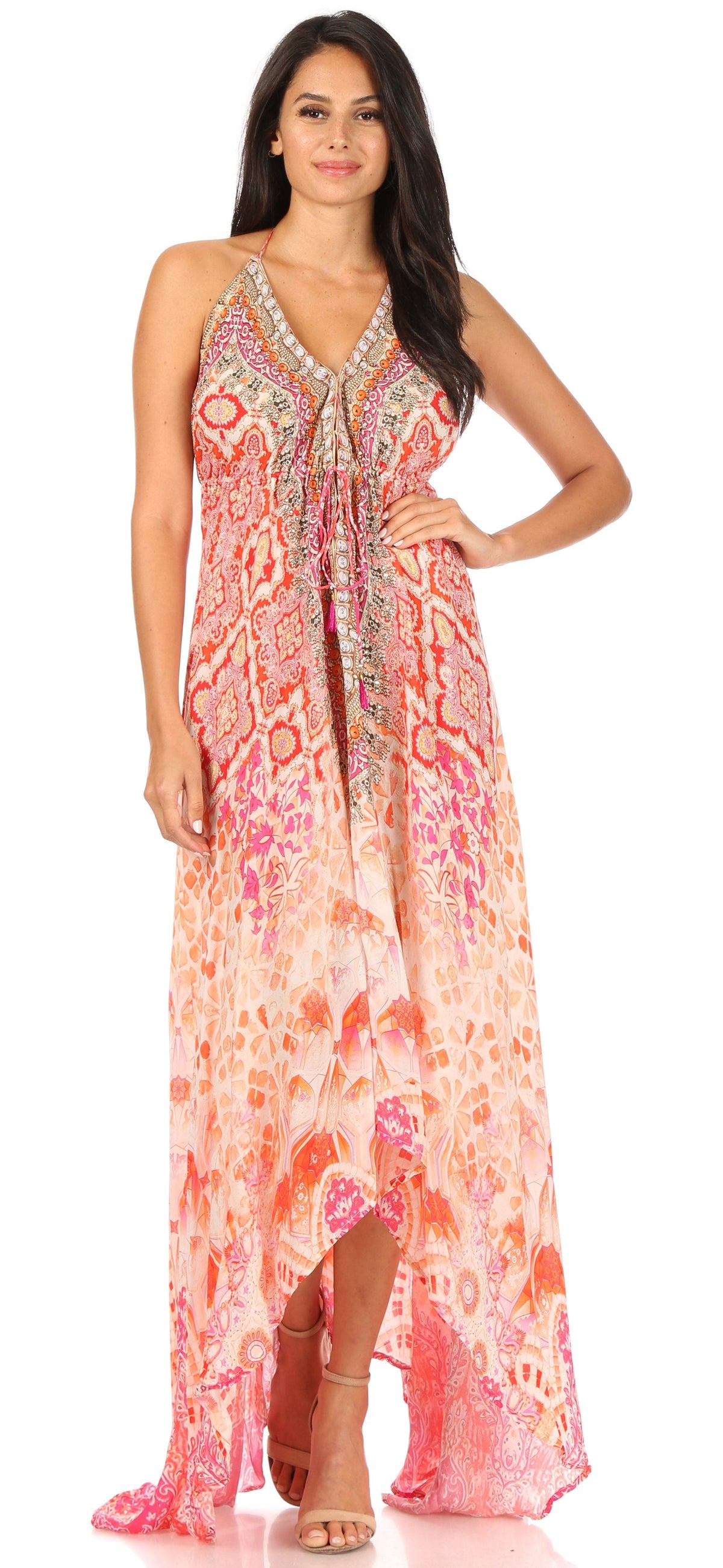 Maxi High-Low Halter Beach Dress