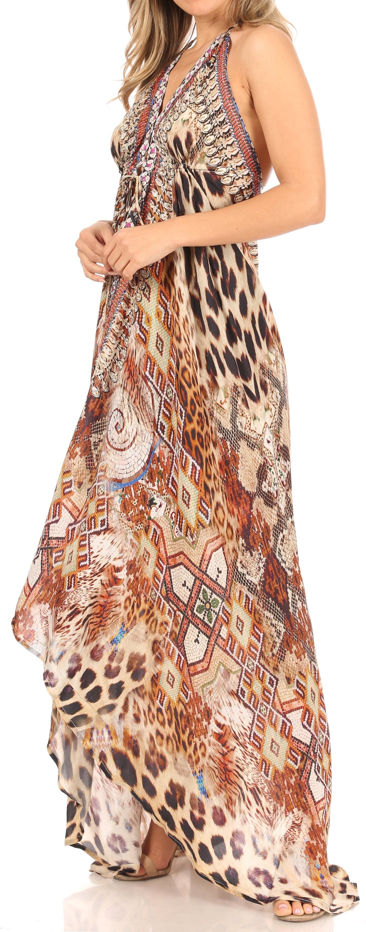 Maxi High-Low Halter Beach Dress