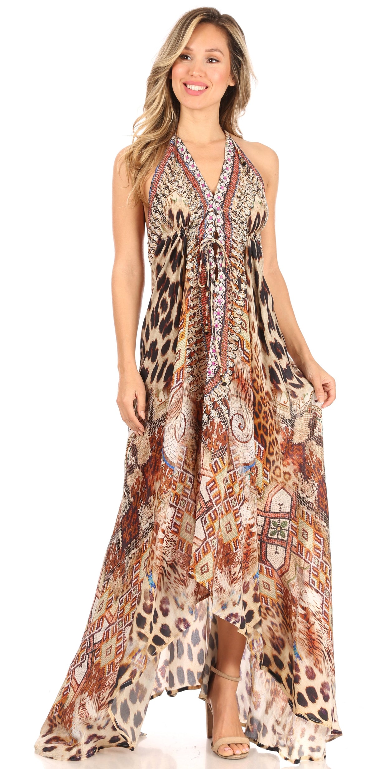 Maxi High-Low Halter Beach Dress