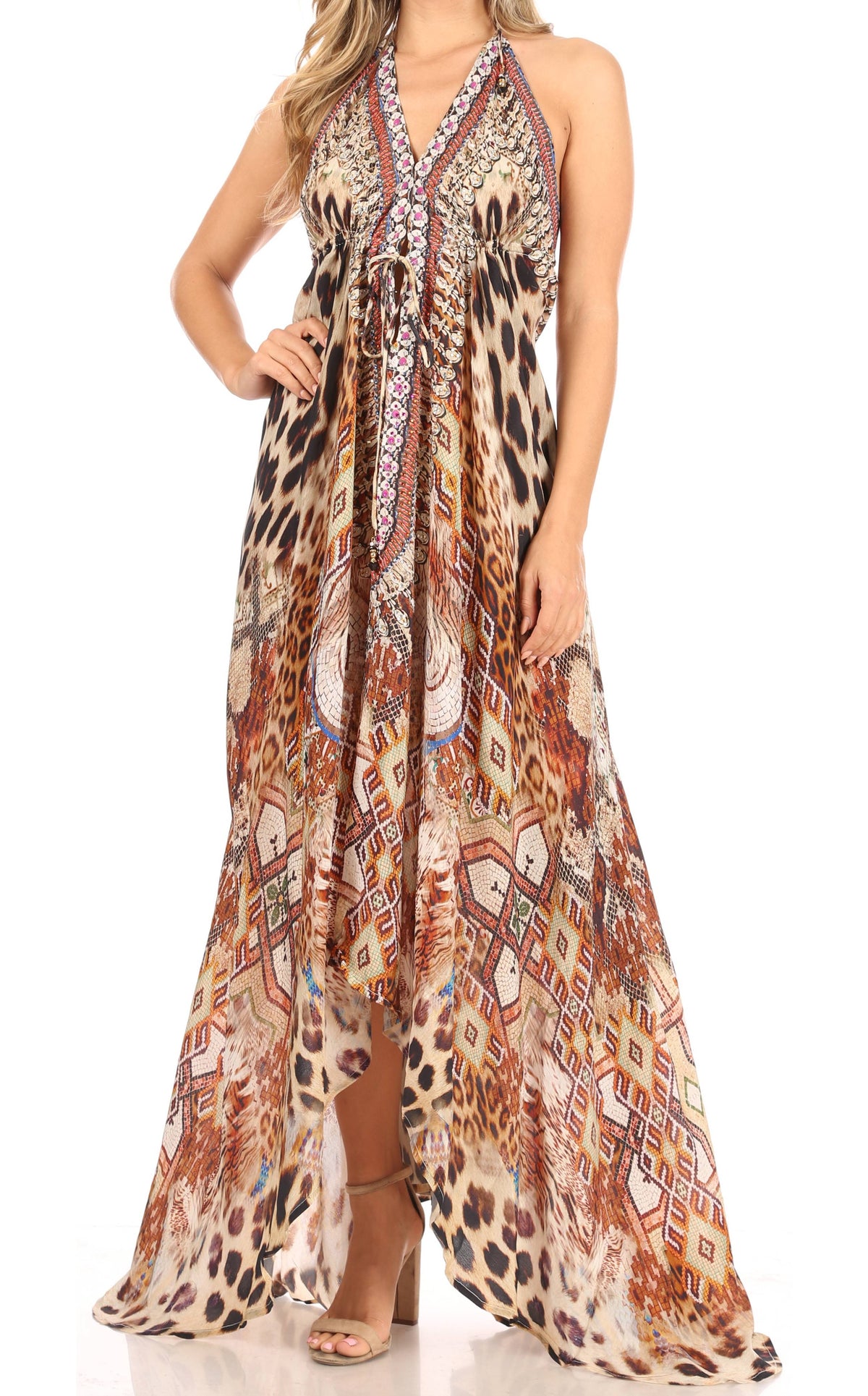 Maxi High-Low Halter Beach Dress