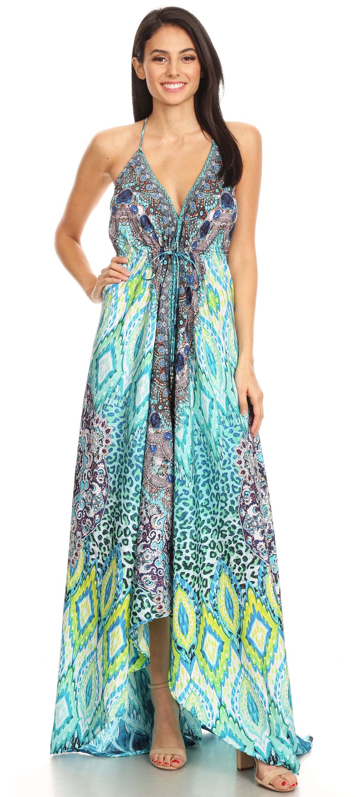 Maxi High-Low Halter Beach Dress