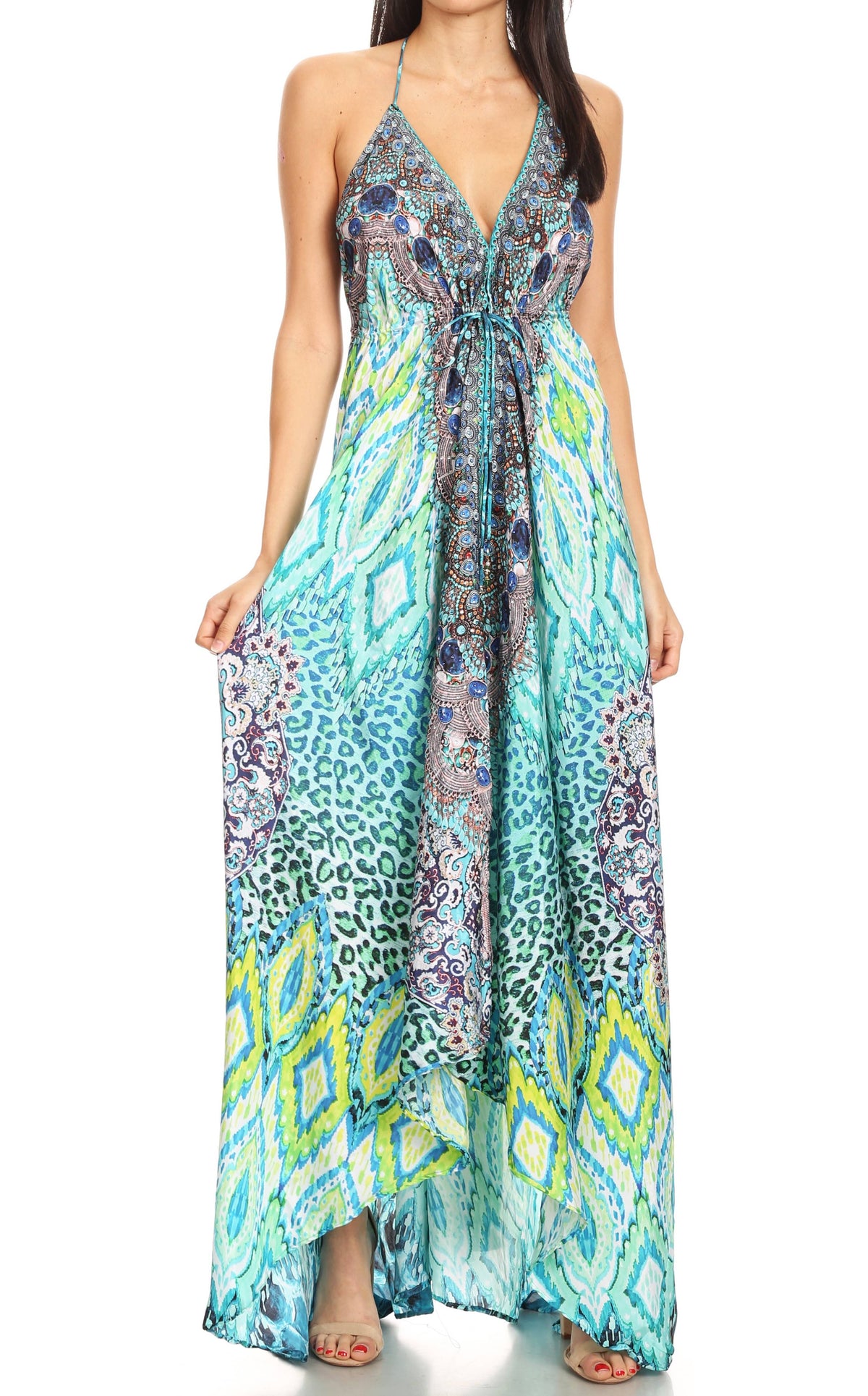 Maxi High-Low Halter Beach Dress