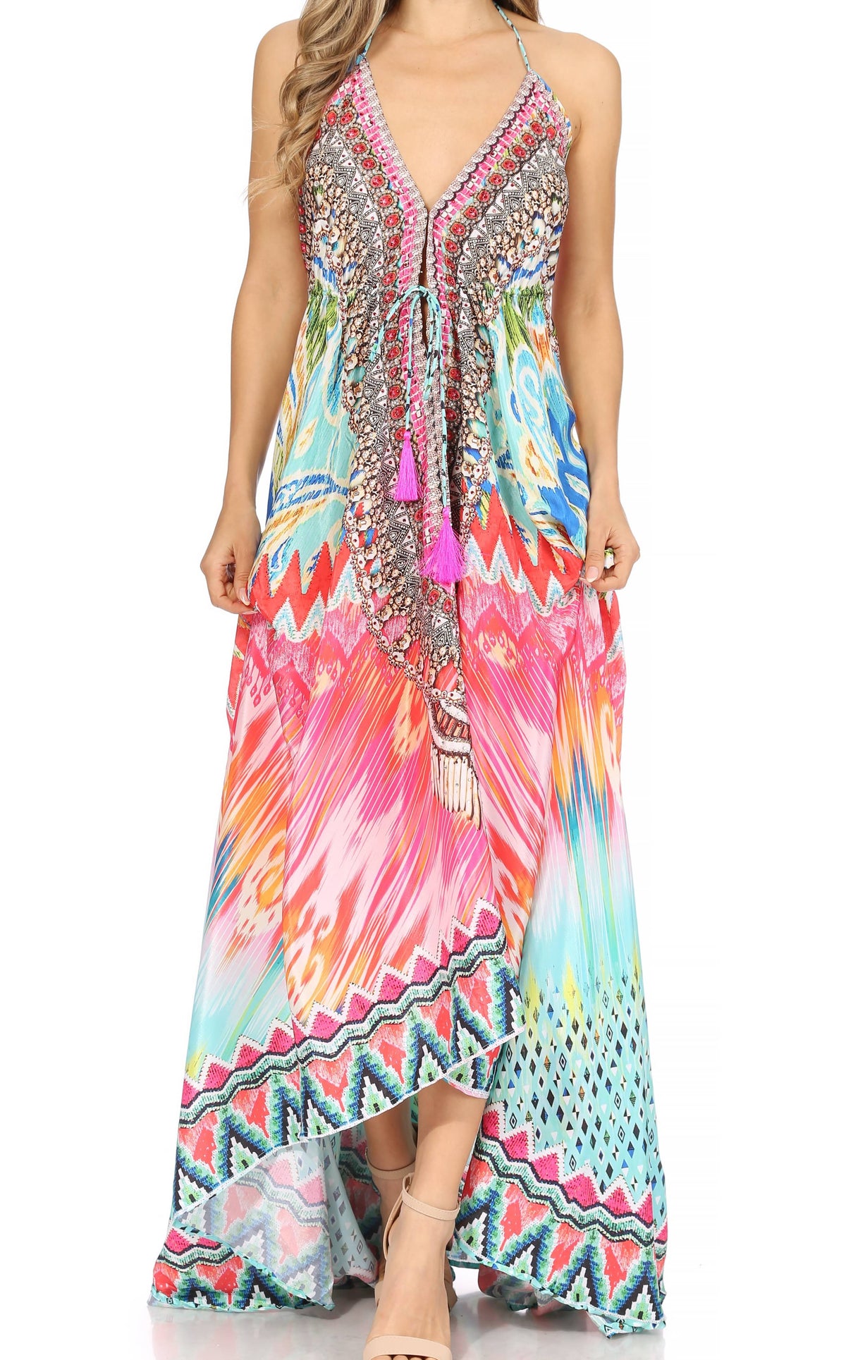 Maxi High-Low Halter Beach Dress