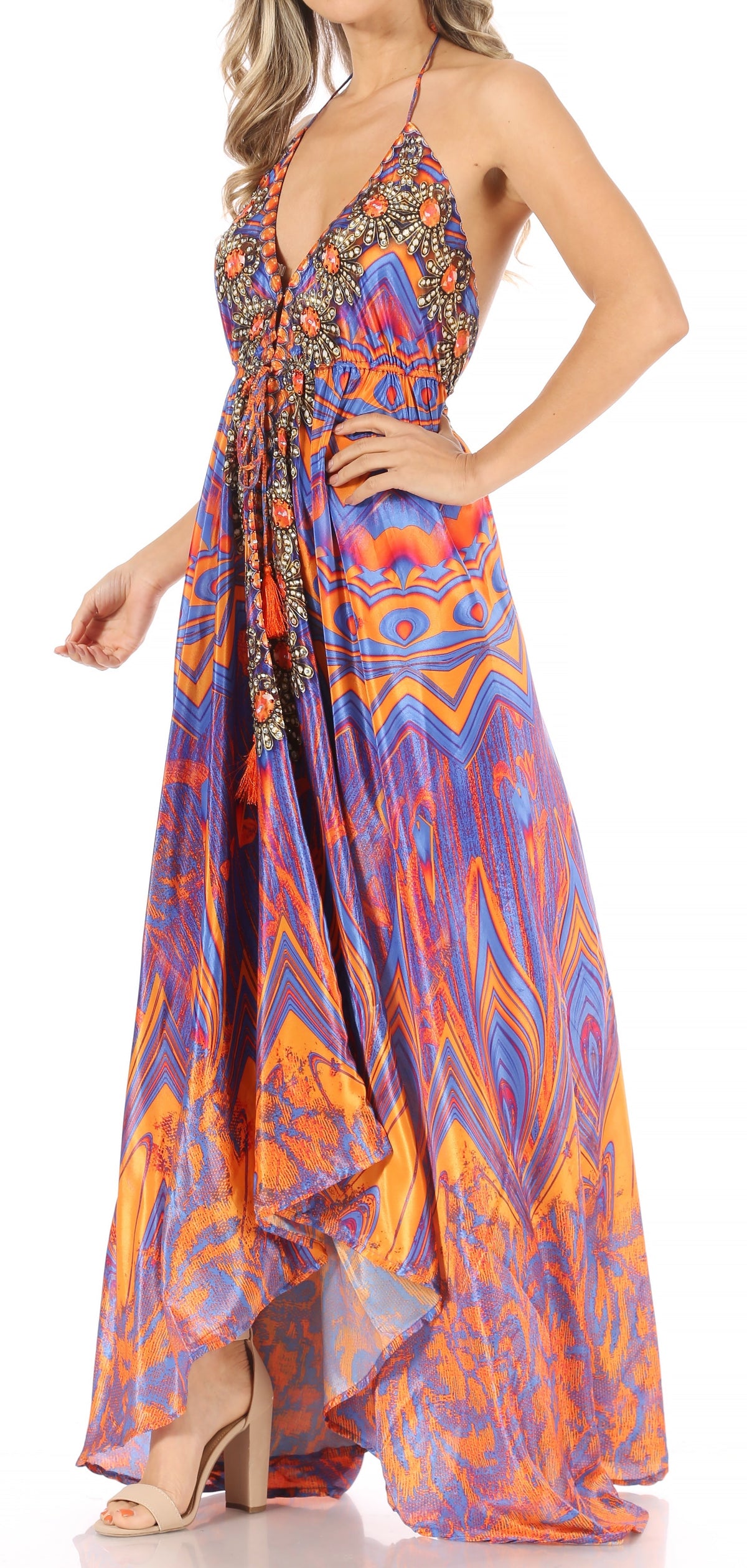 Maxi High-Low Halter Beach Dress