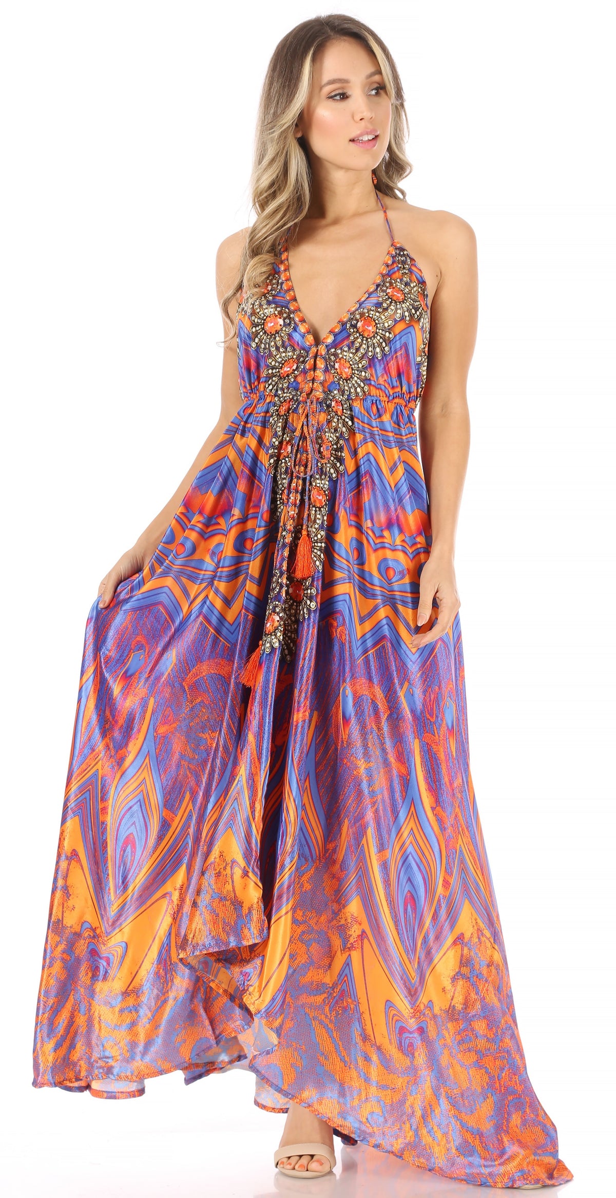 Maxi High-Low Halter Beach Dress