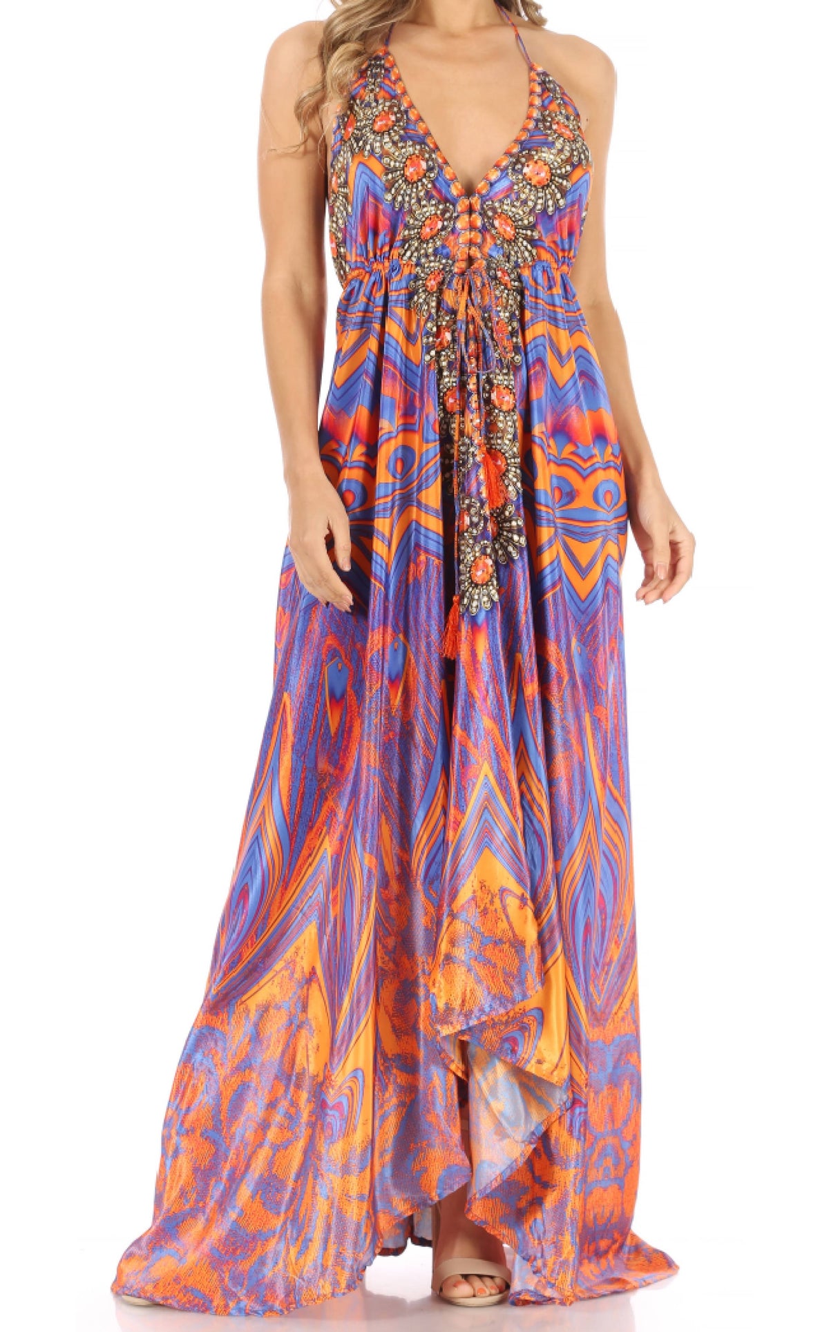 Maxi High-Low Halter Beach Dress