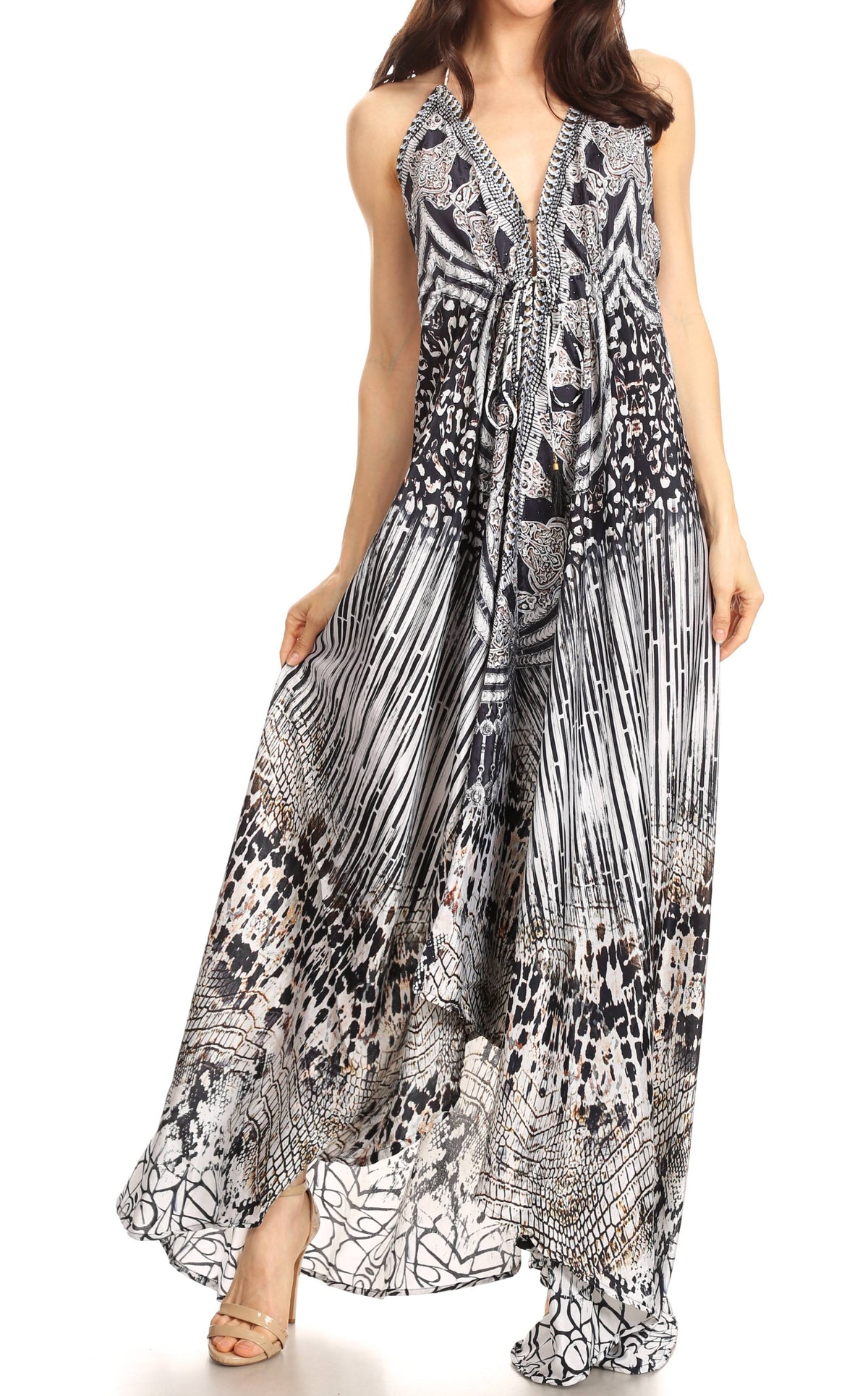 Maxi High-Low Halter Beach Dress