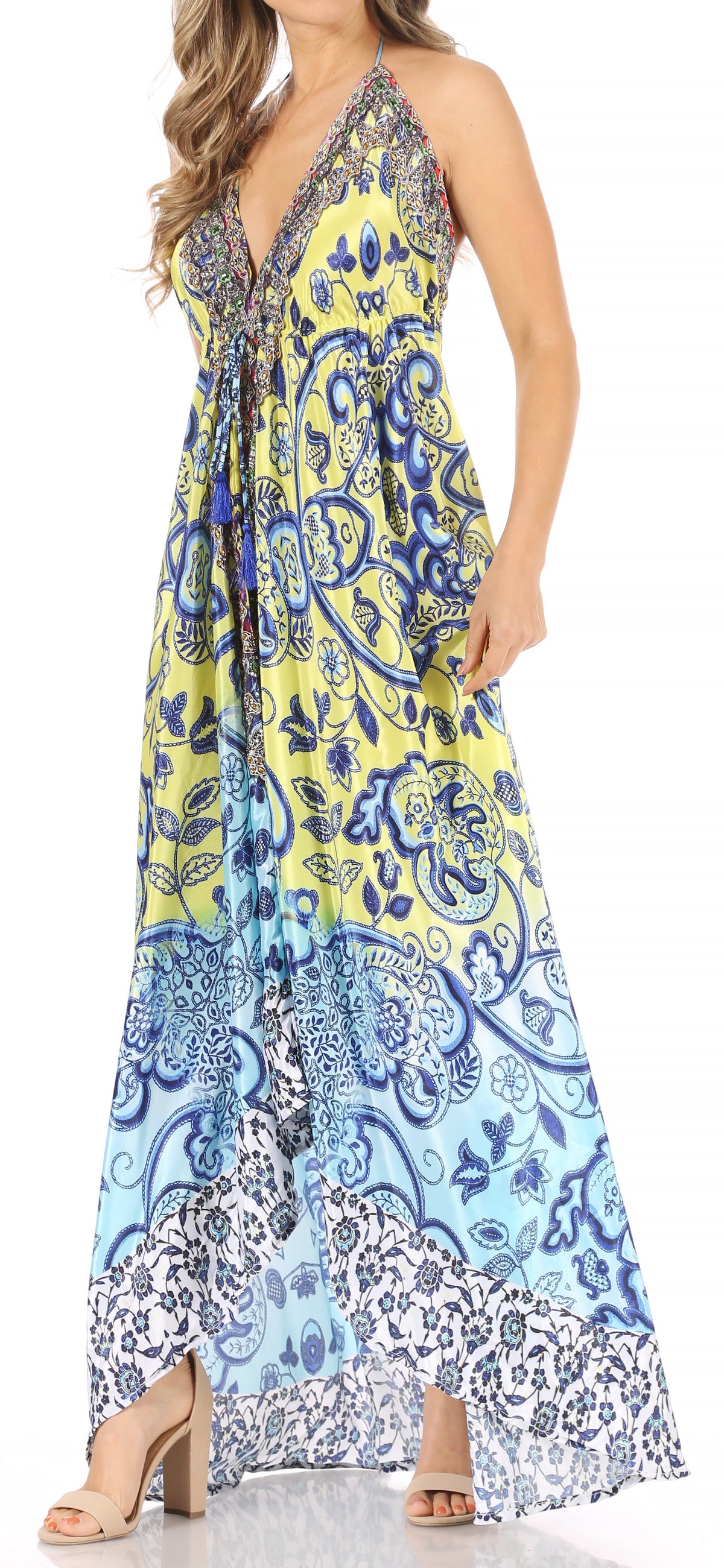 Maxi High-Low Halter Beach Dress