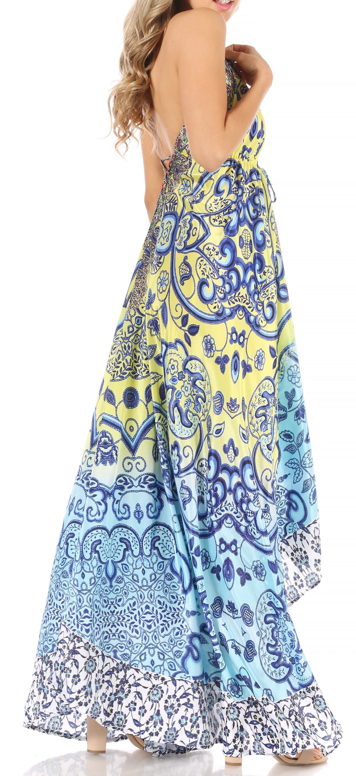 Maxi High-Low Halter Beach Dress