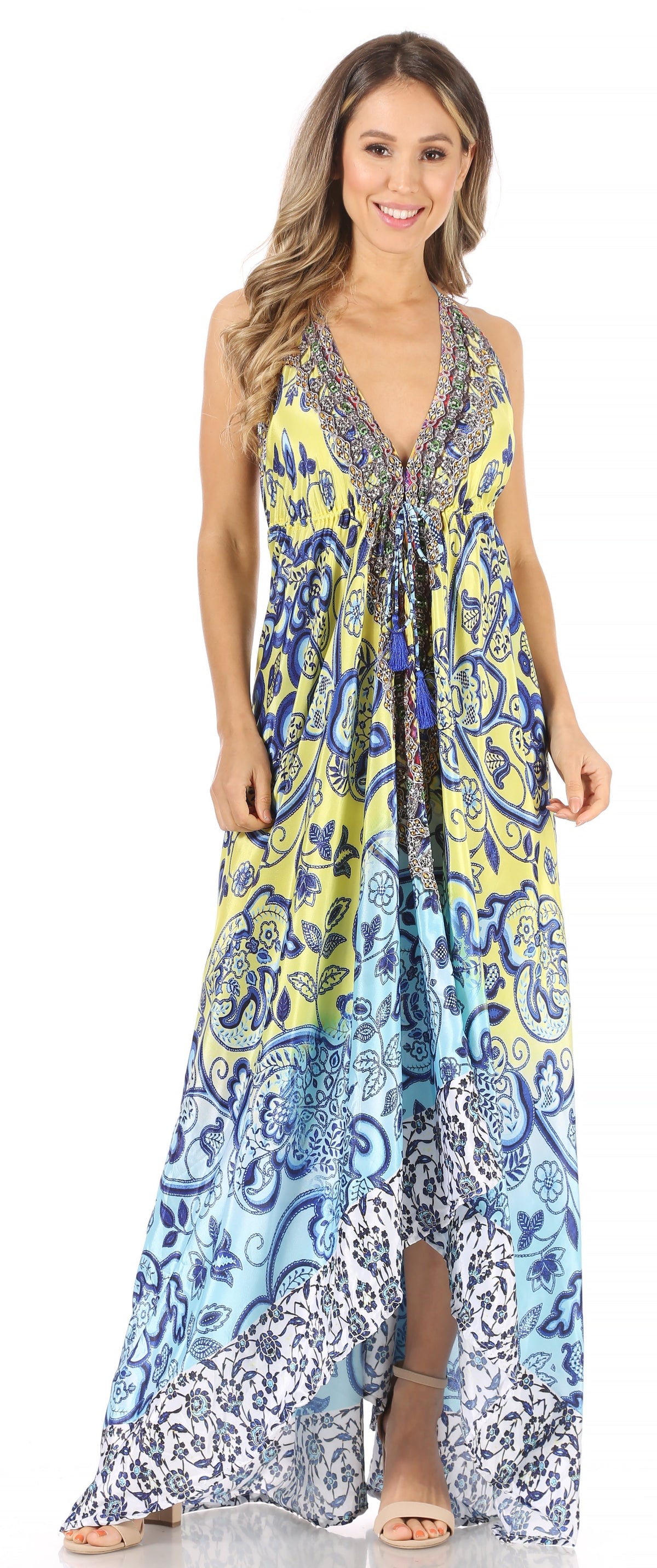 Maxi High-Low Halter Beach Dress
