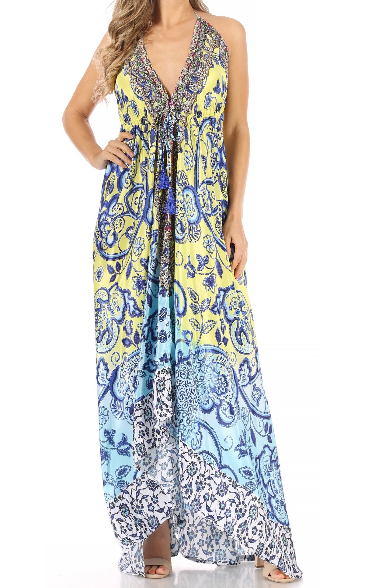 Maxi High-Low Halter Beach Dress