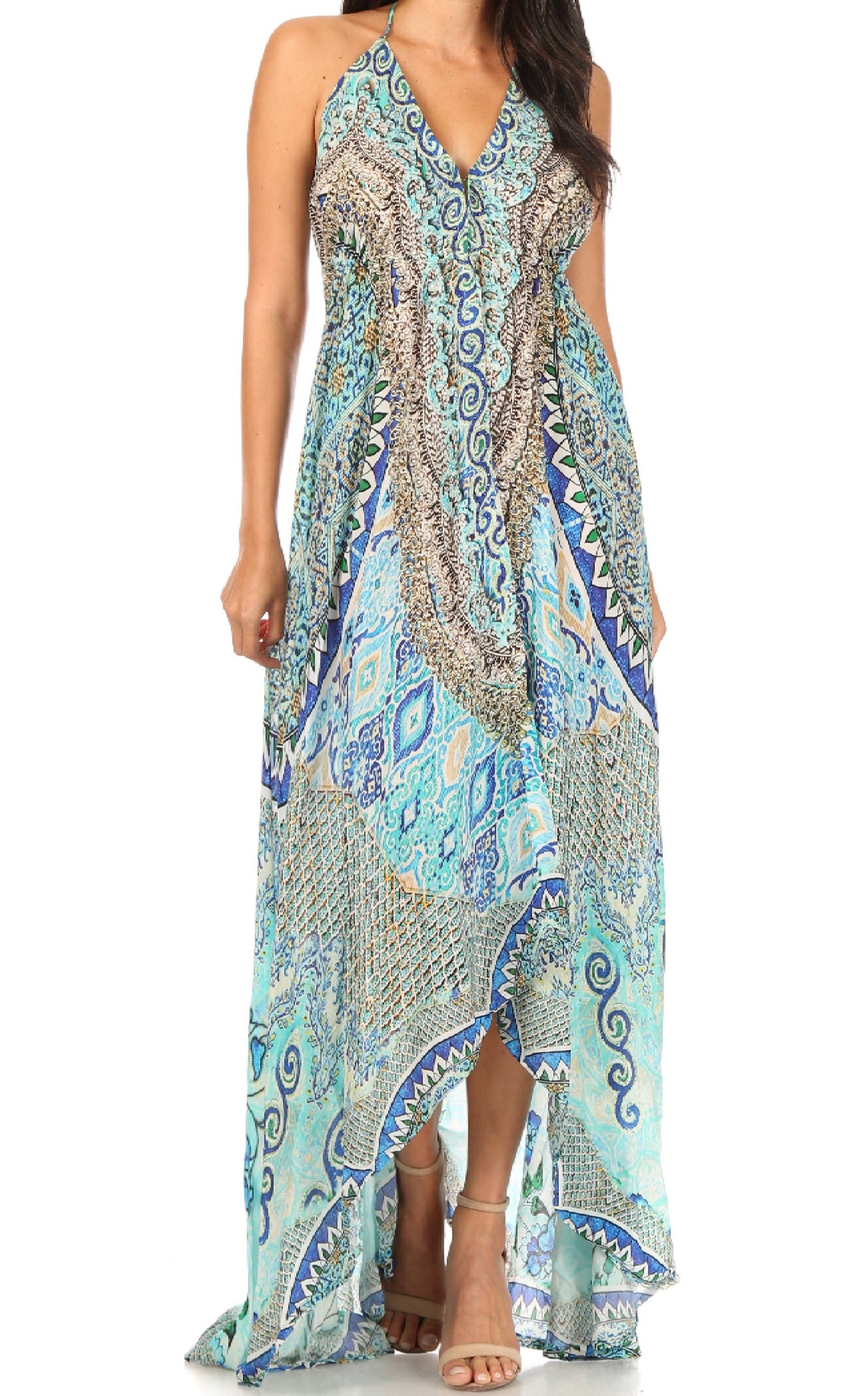Maxi High-Low Halter Beach Dress