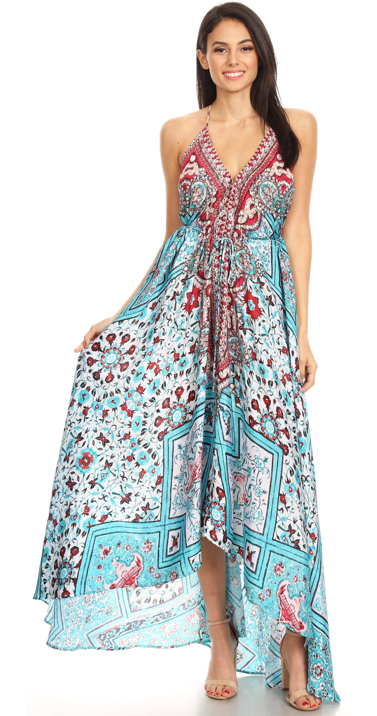 Maxi High-Low Halter Beach Dress