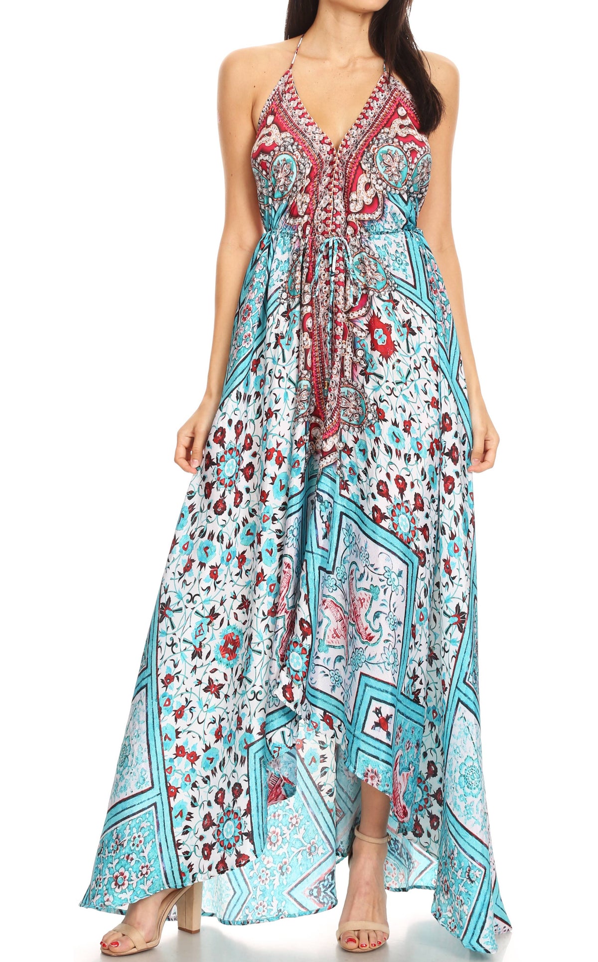 Maxi High-Low Halter Beach Dress