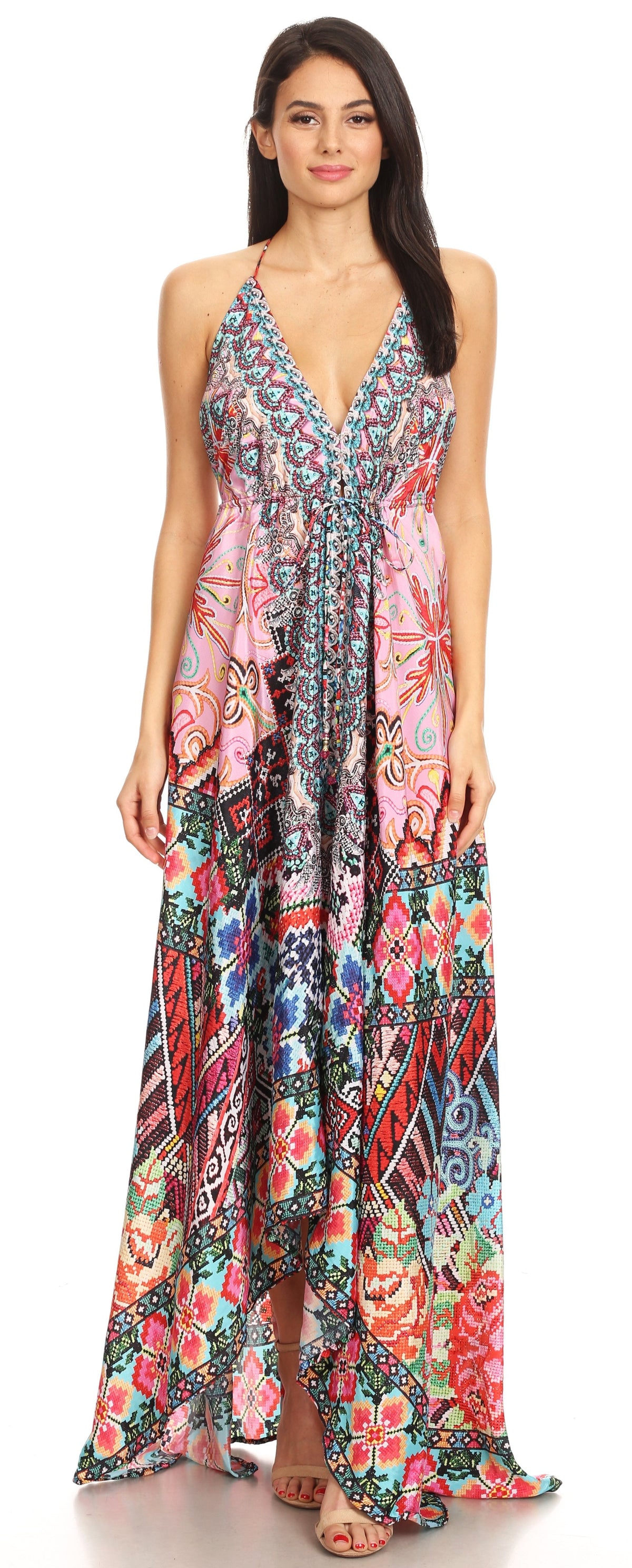 Maxi High-Low Halter Beach Dress