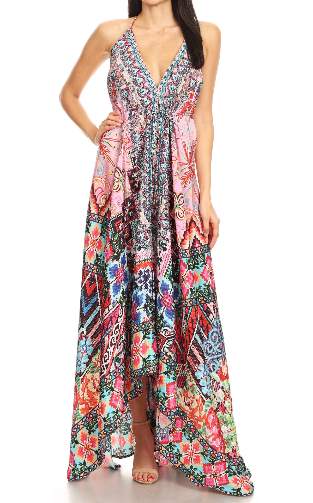 Maxi High-Low Halter Beach Dress