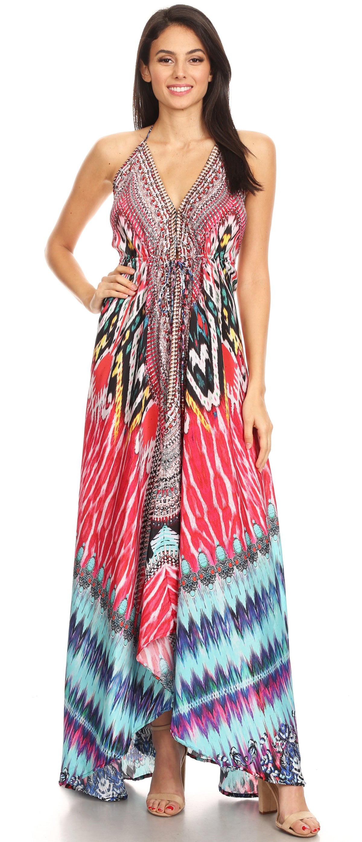 Maxi High-Low Halter Beach Dress