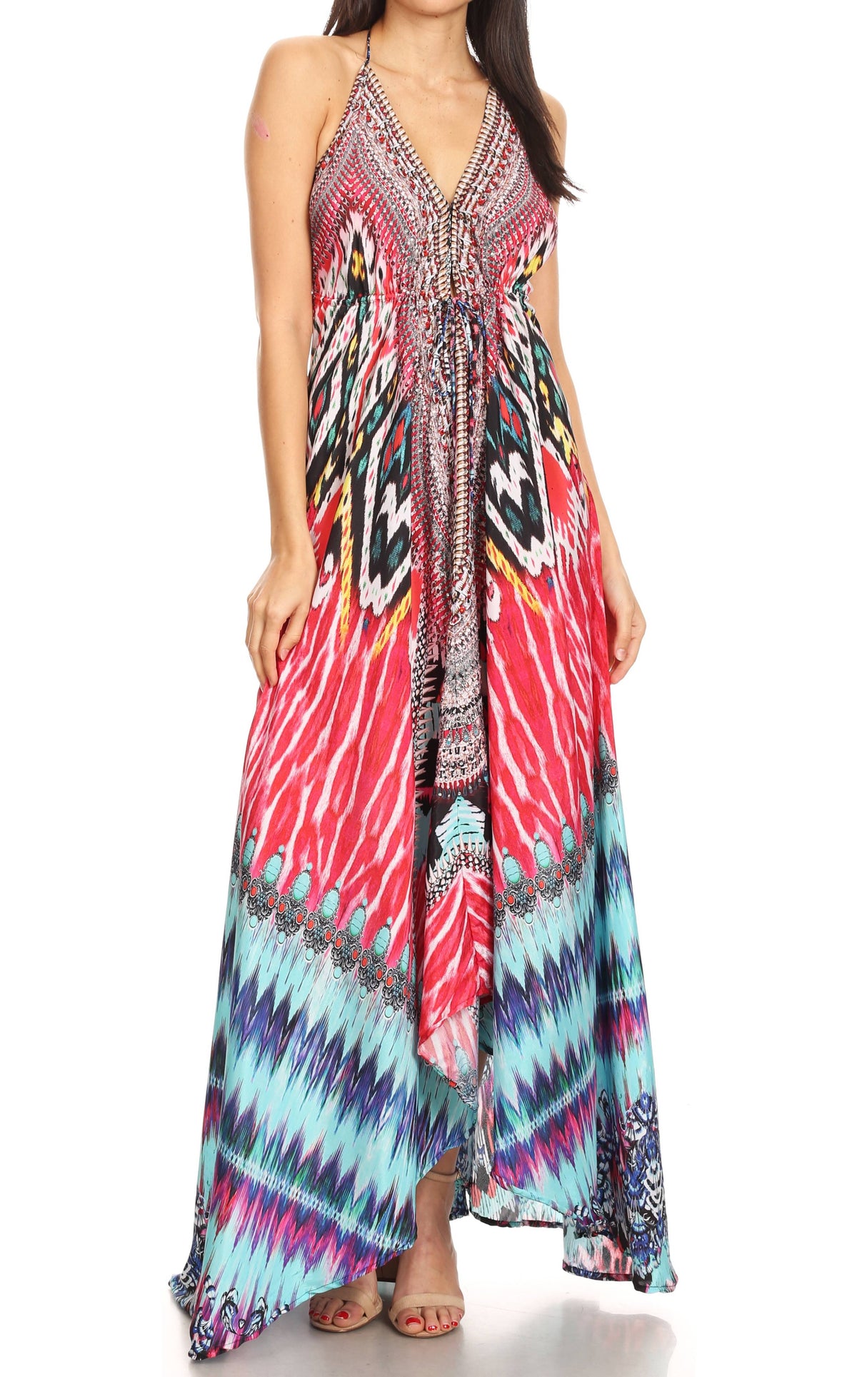 Maxi High-Low Halter Beach Dress
