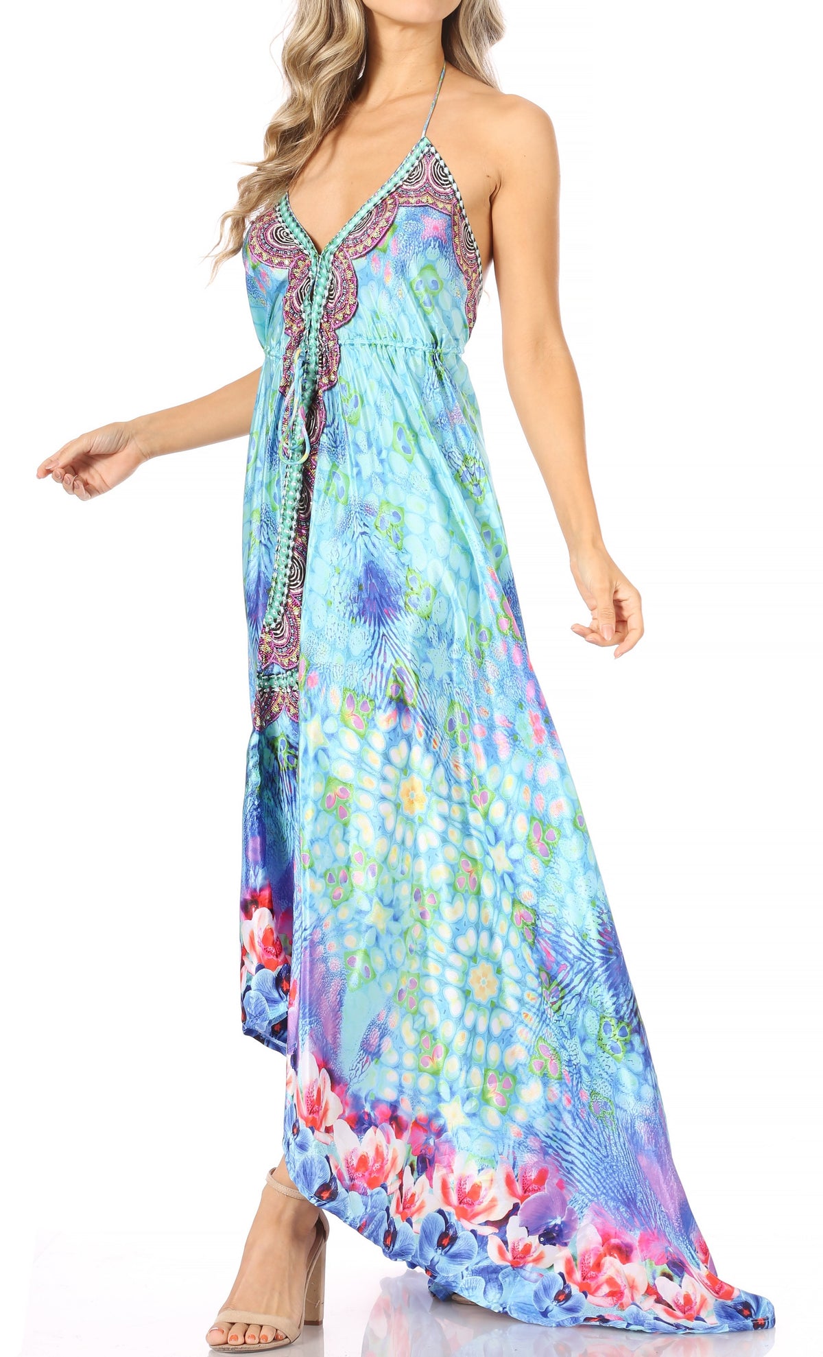 Maxi High-Low Halter Beach Dress