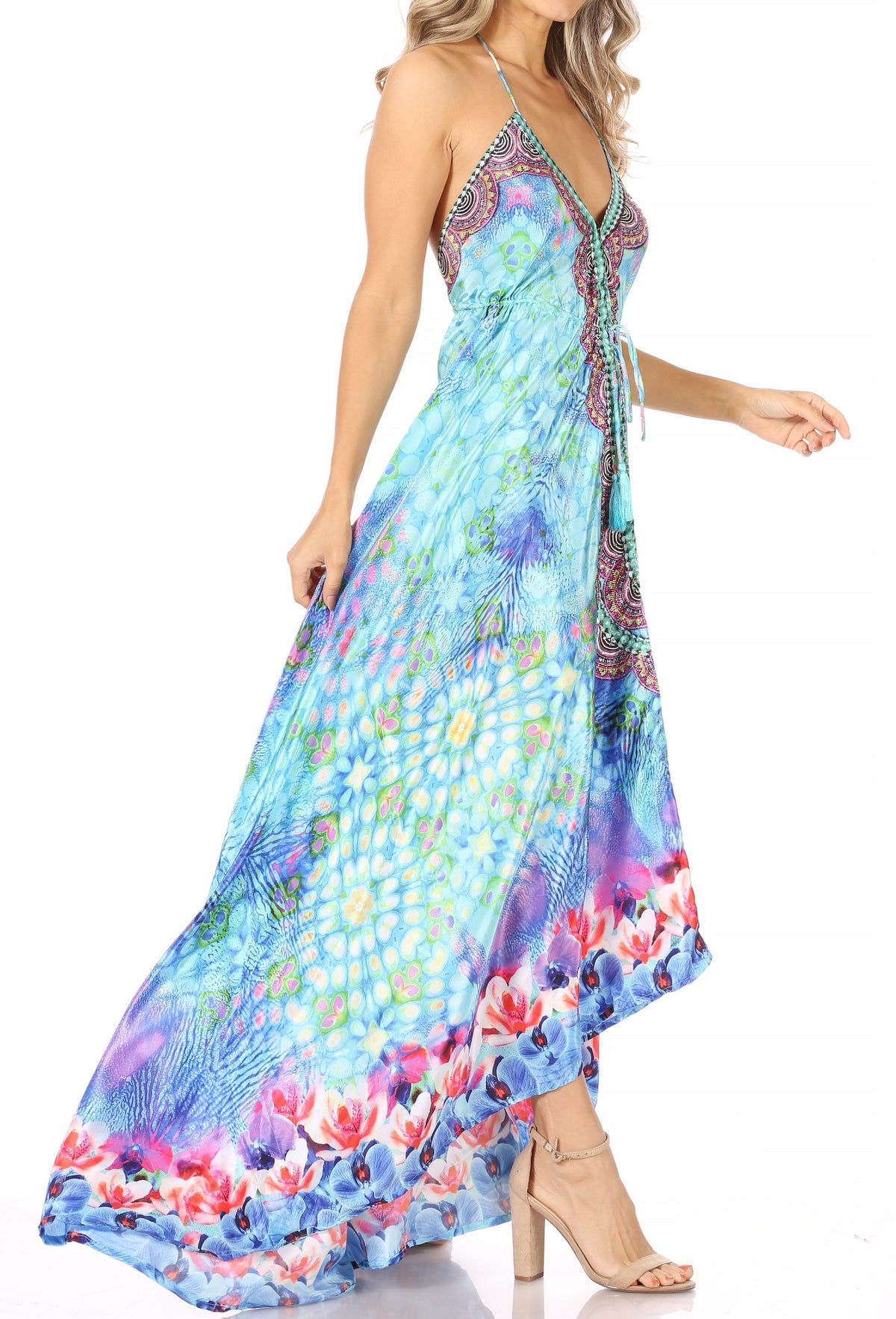 Maxi High-Low Halter Beach Dress
