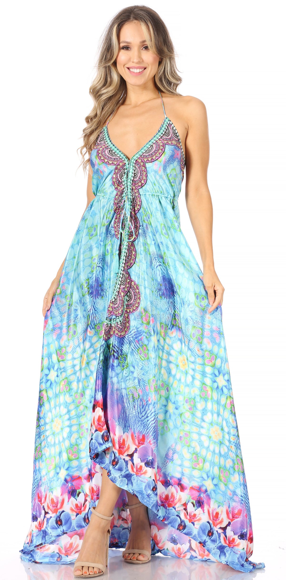 Maxi High-Low Halter Beach Dress