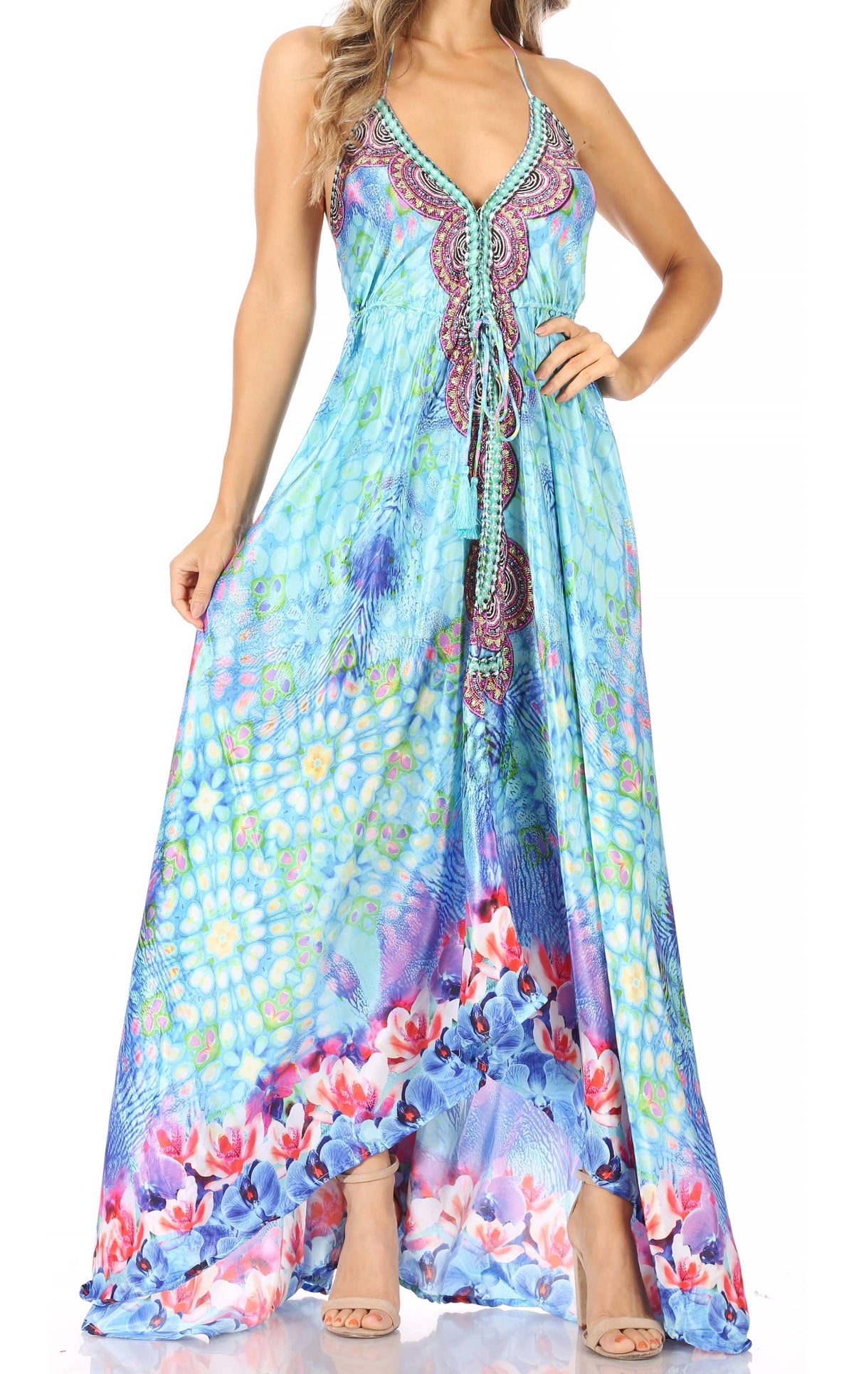 Maxi High-Low Halter Beach Dress