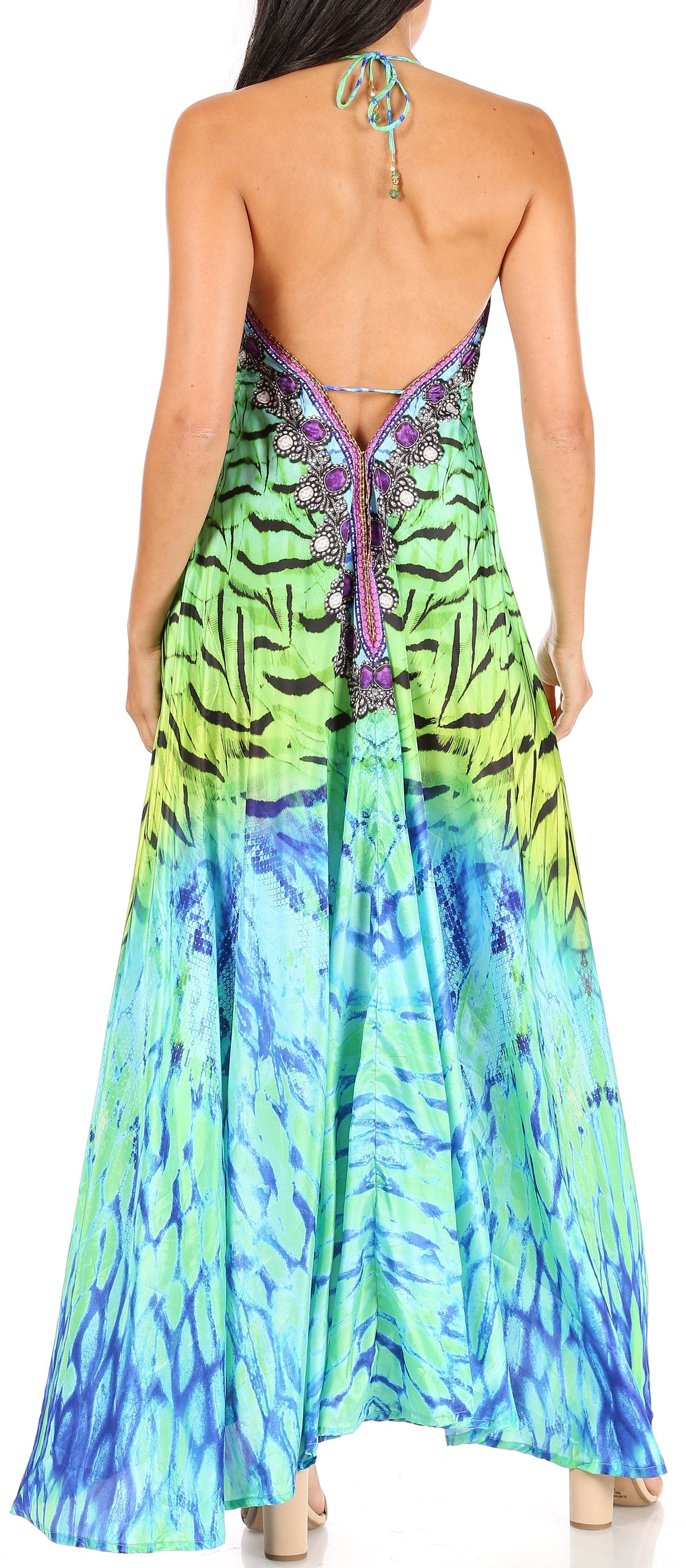 Maxi High-Low Halter Beach Dress