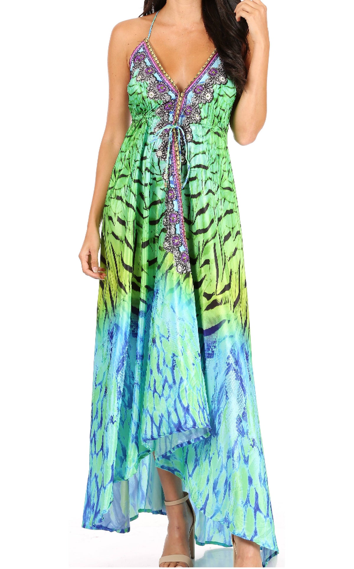Maxi High-Low Halter Beach Dress