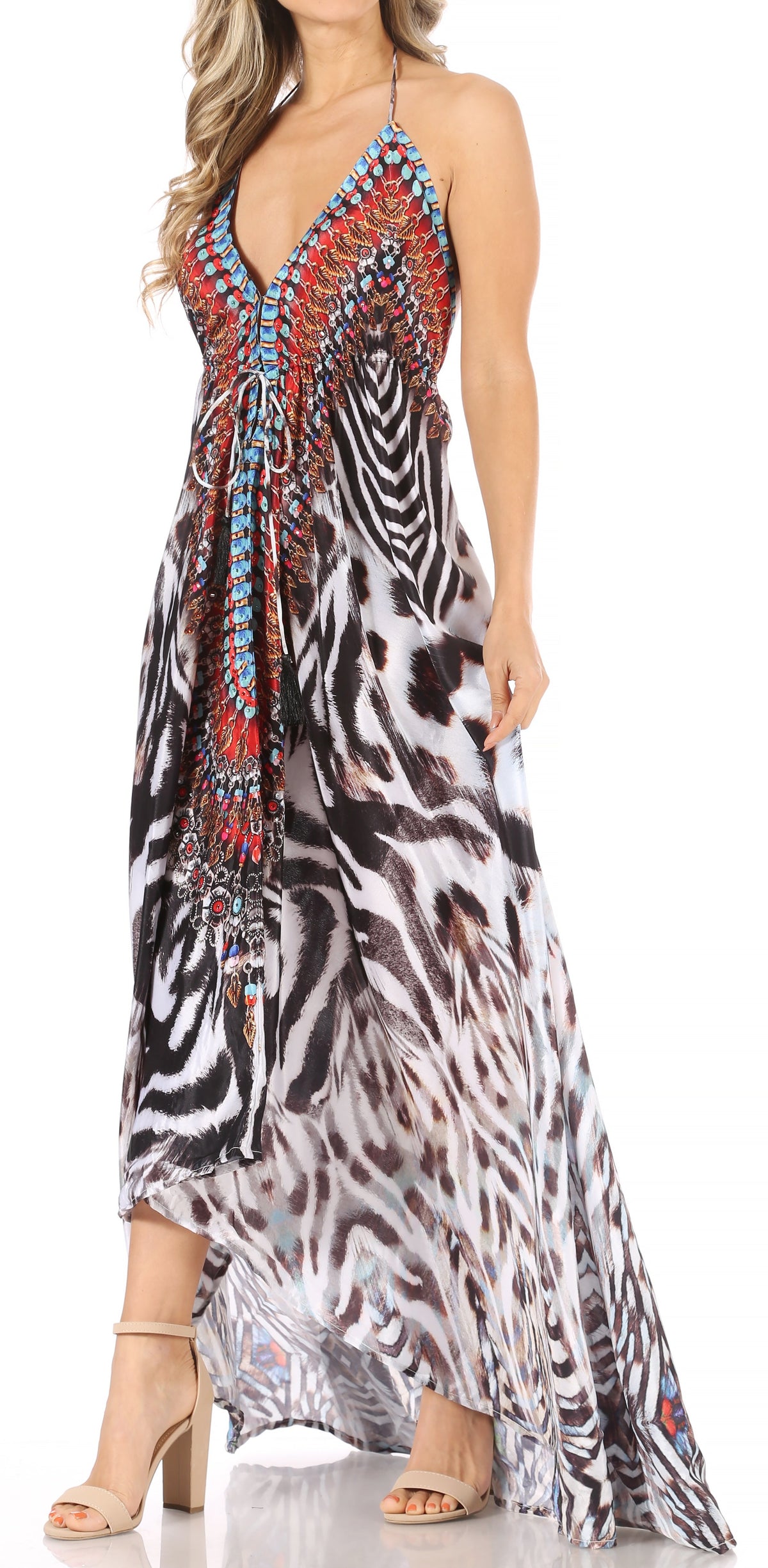 Maxi High-Low Halter Beach Dress