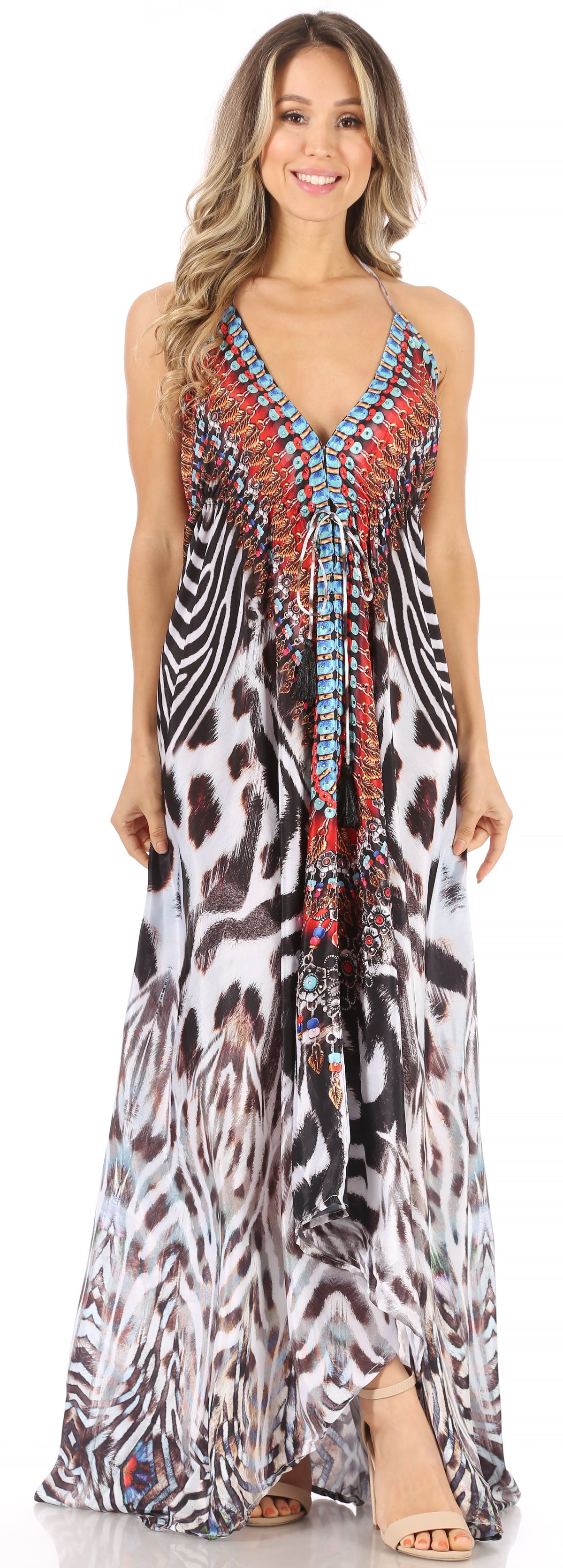 Maxi High-Low Halter Beach Dress