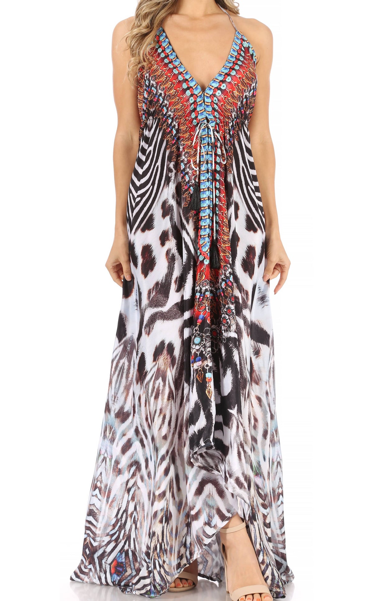 Maxi High-Low Halter Beach Dress
