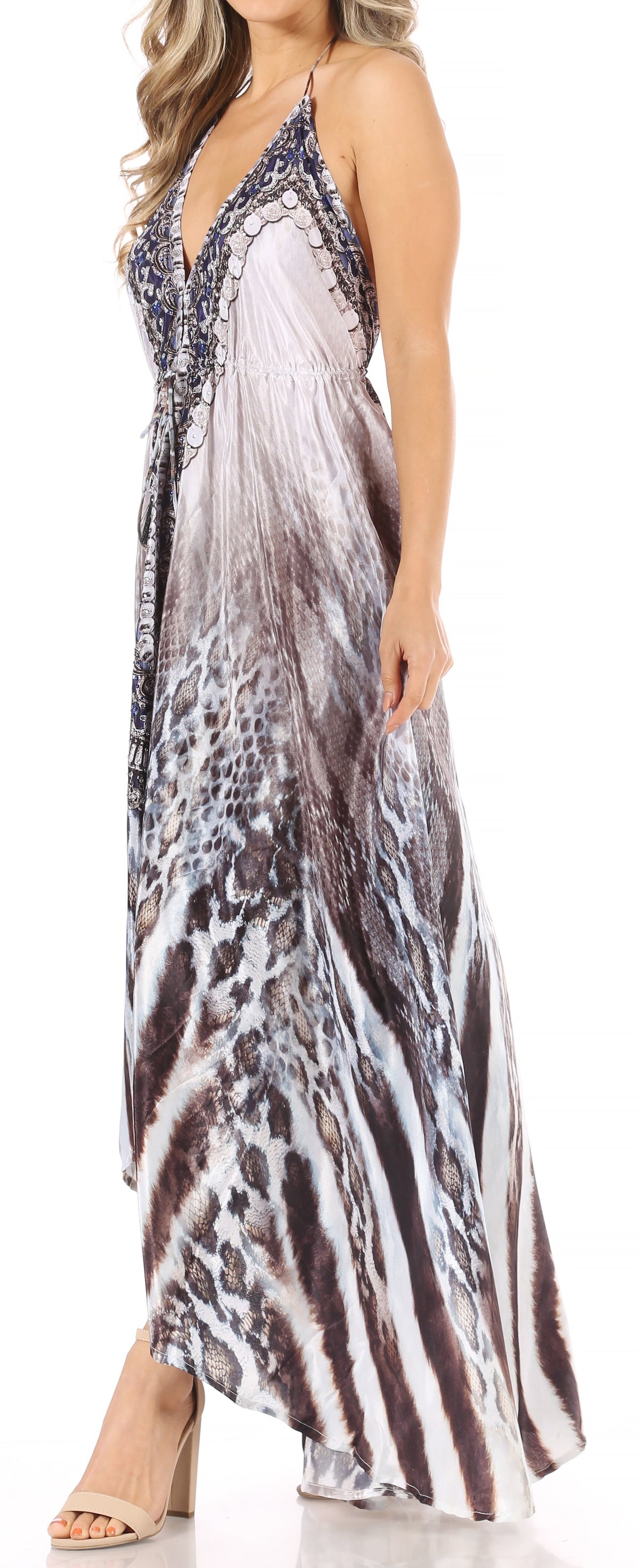 Maxi High-Low Halter Beach Dress