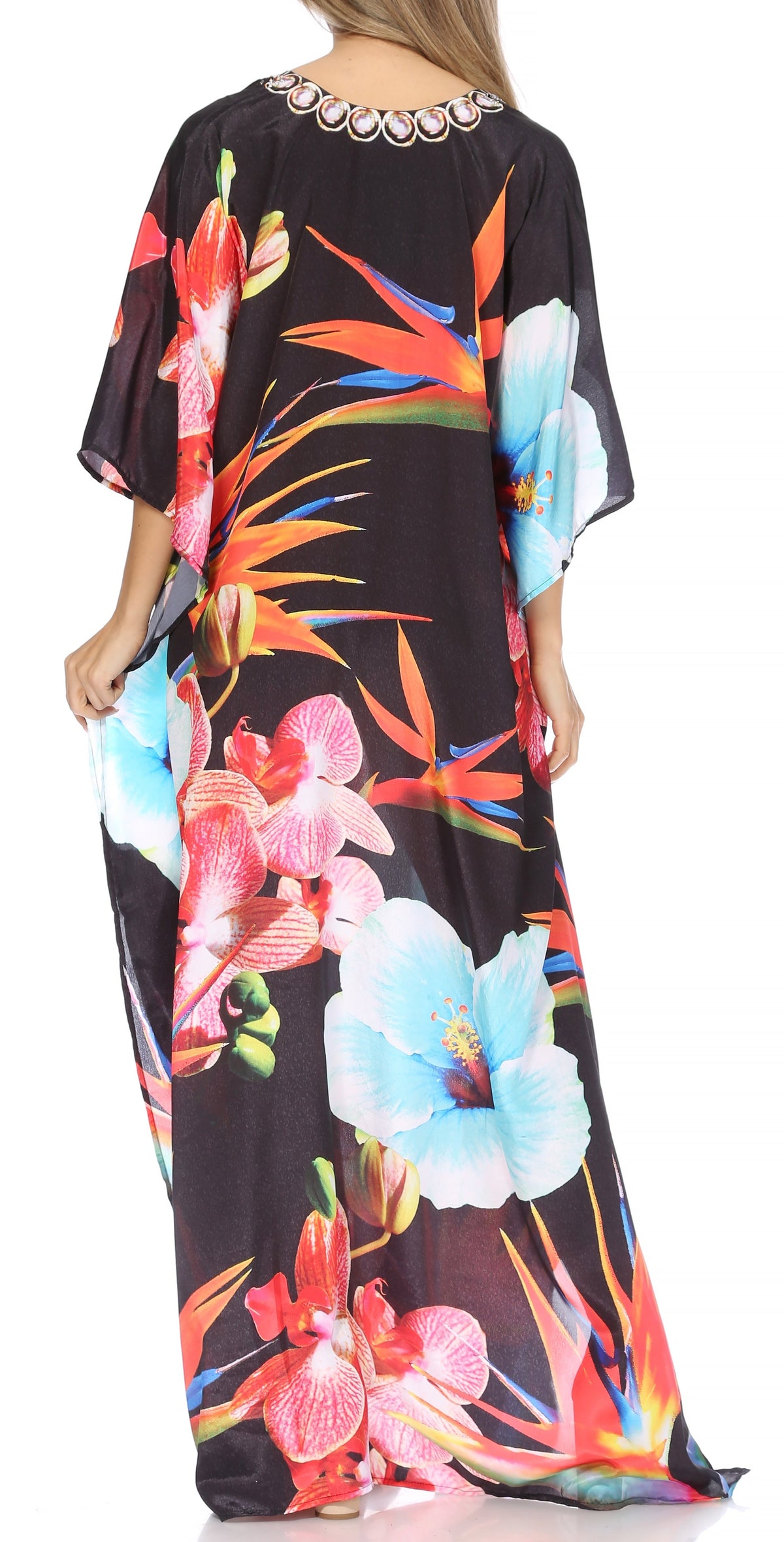Rhinestone V-Neck Caftan Cover-Up