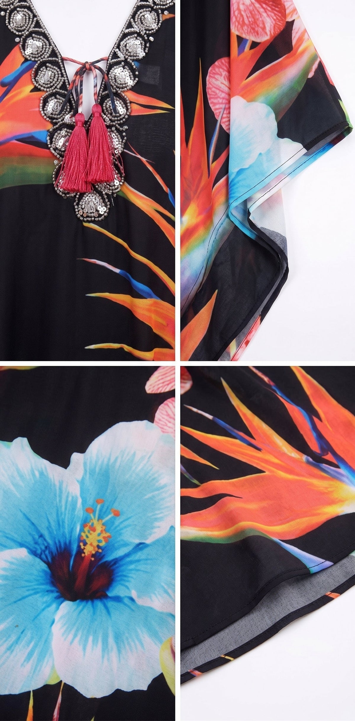 Rhinestone V-Neck Caftan Cover-Up