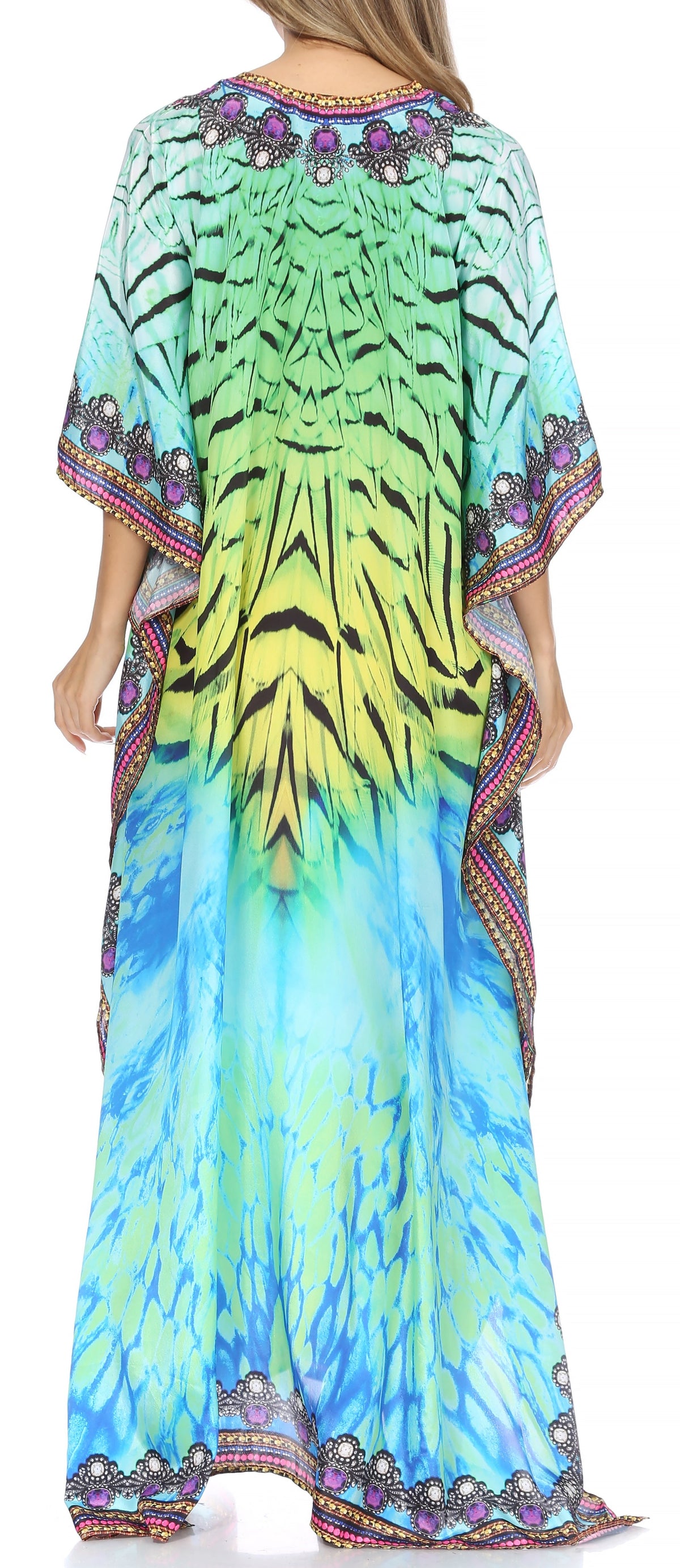 Rhinestone V-Neck Caftan Cover-Up