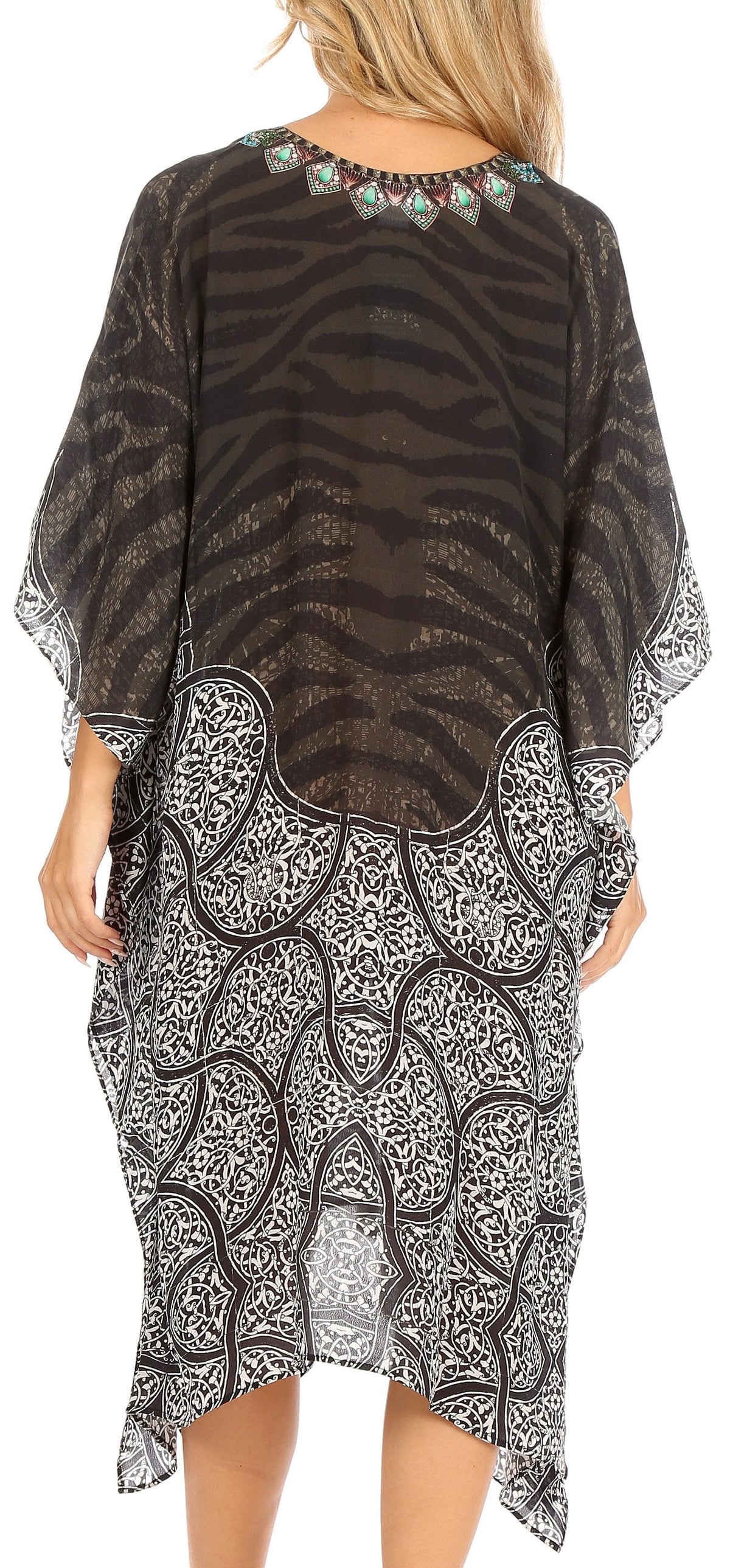 Sakkas Kristy Long Tall Lightweight Caftan Dress / Cover Up With V-Neck Jewels