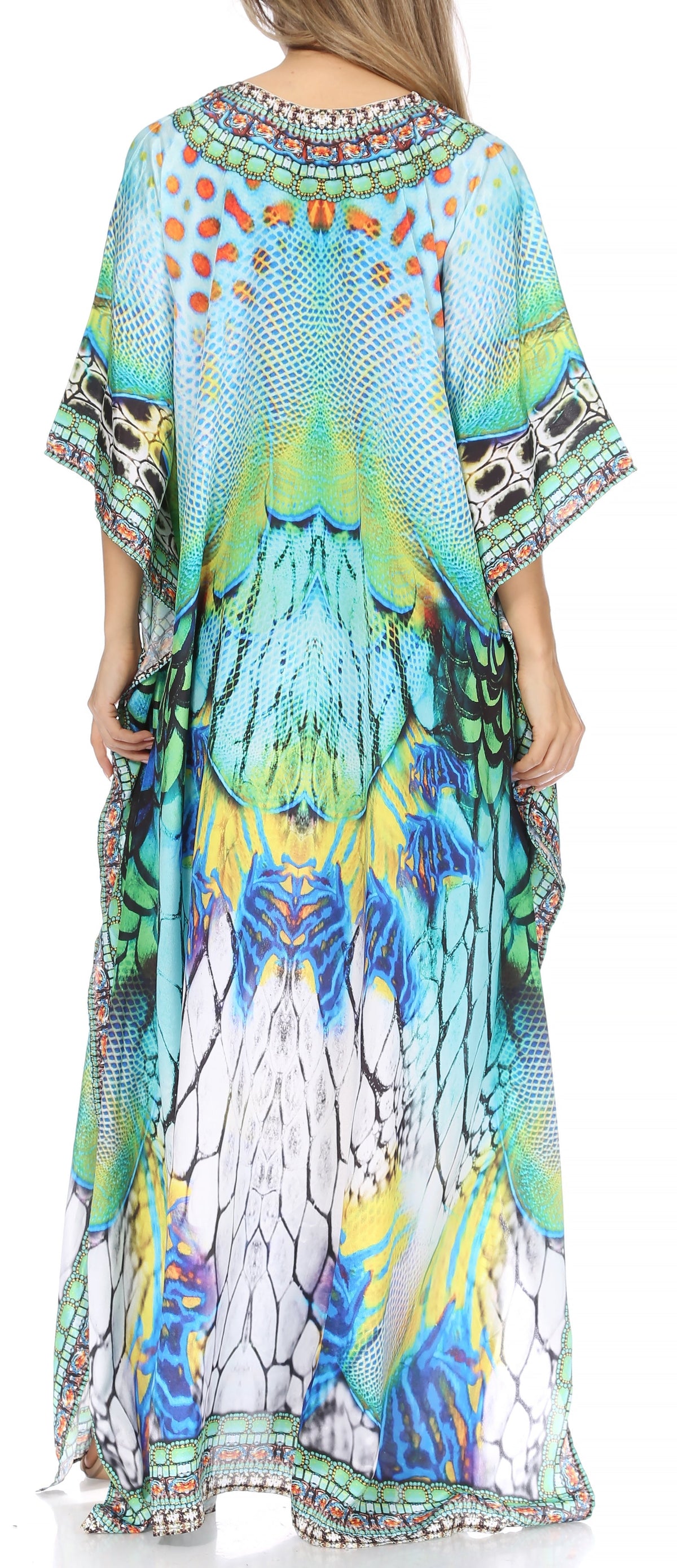 Rhinestone V-Neck Caftan Cover-Up